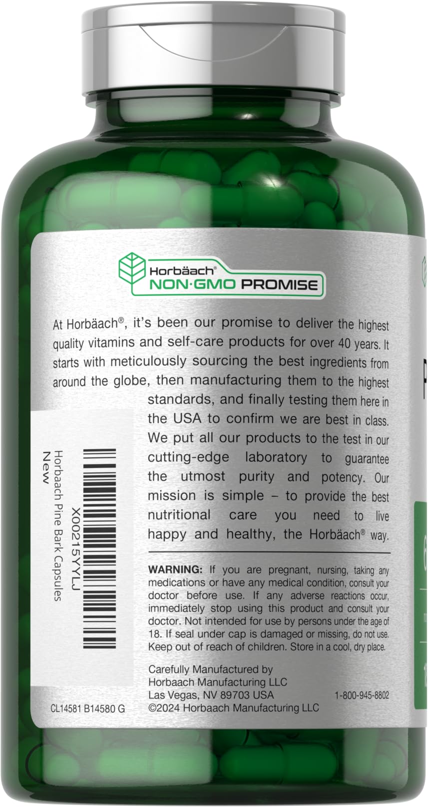 Horbäach Pine Bark Extract | 180 Capsules | Standardized to Contain 75% Proanthocyanidins | Non-GMO, Gluten Free Supplement | High Potency - Image 3