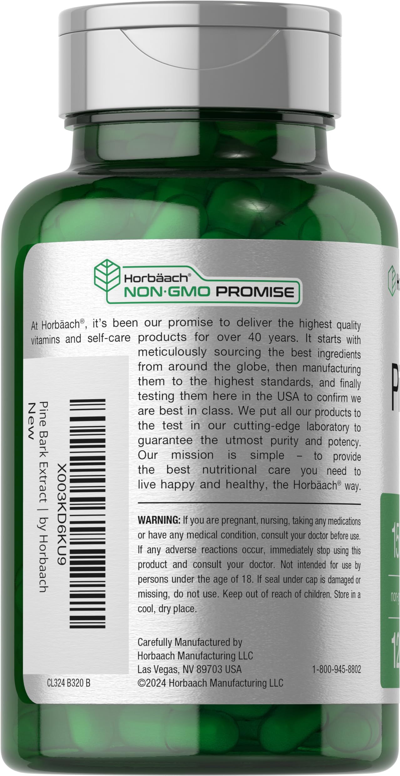 Horbäach Pine Bark Extract Capsules |120 Count | Non-GMO and Gluten Free - Image 3