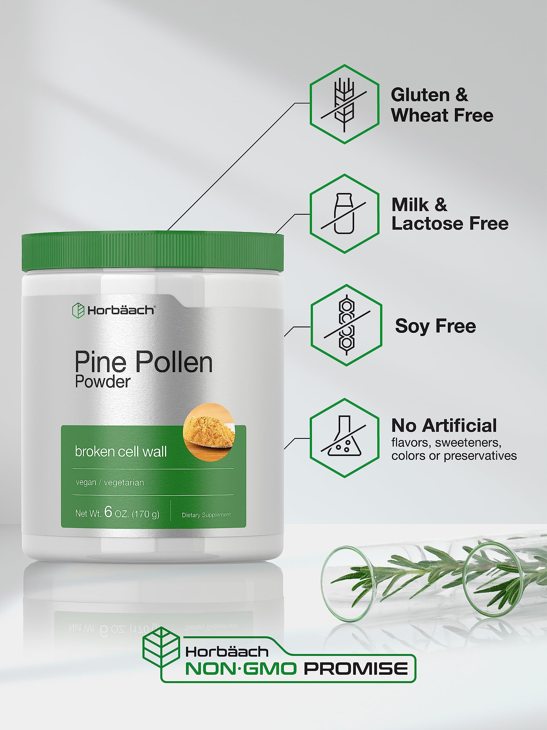 Horbäach Pine Pollen Powder 5000 mg | 6 oz | Cracked Cell Wall | Vegan, Non-GMO & Gluten Free - Image 4