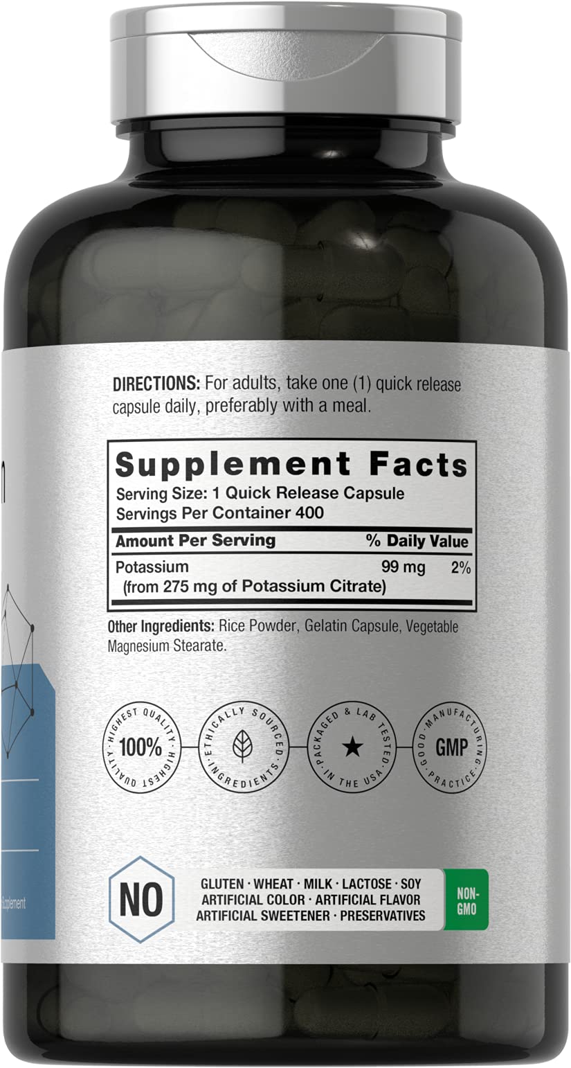 Horbäach Potassium Citrate Supplement 275 mg | 400 Capsules | Non-GMO, Gluten Free - Image 2