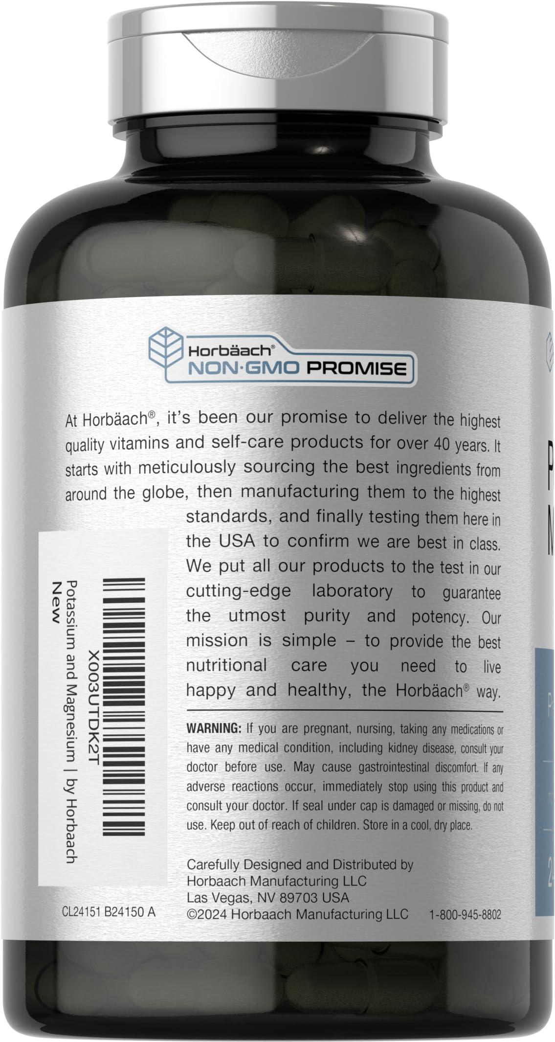Horbäach Potassium Magnesium Supplement | 240 Capsules | Premium Quality | Non-GMO & Gluten Free - Image 3
