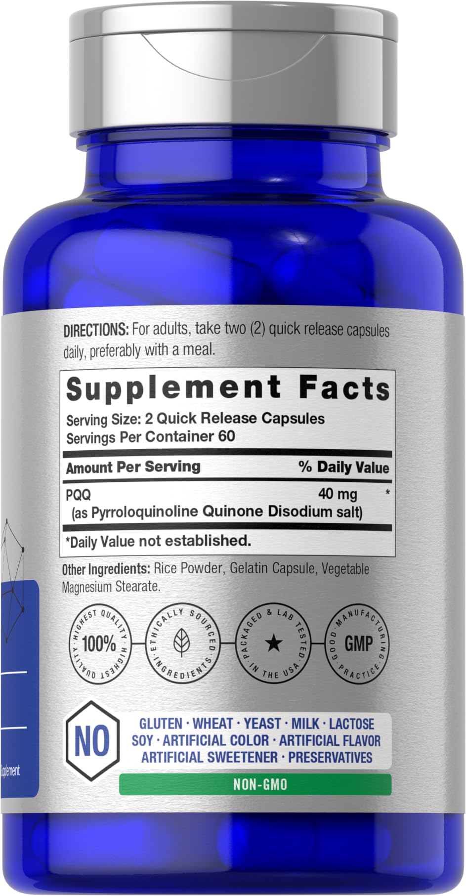 Horbäach PQQ Supplement 40 mg | 120 Capsules | Maximum Strength | Non-GMO and Gluten Free Supplement | Pyrroloquinoline Quinone Disodium Salt - Image 2