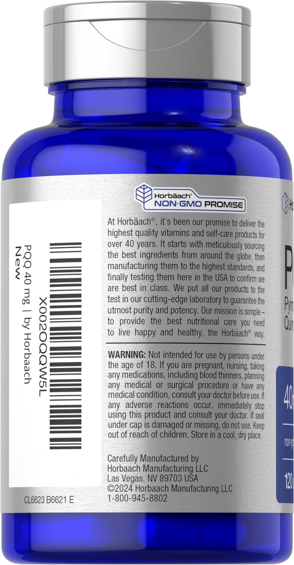 Horbäach PQQ Supplement 40 mg | 120 Capsules | Maximum Strength | Non-GMO and Gluten Free Supplement | Pyrroloquinoline Quinone Disodium Salt - Image 3