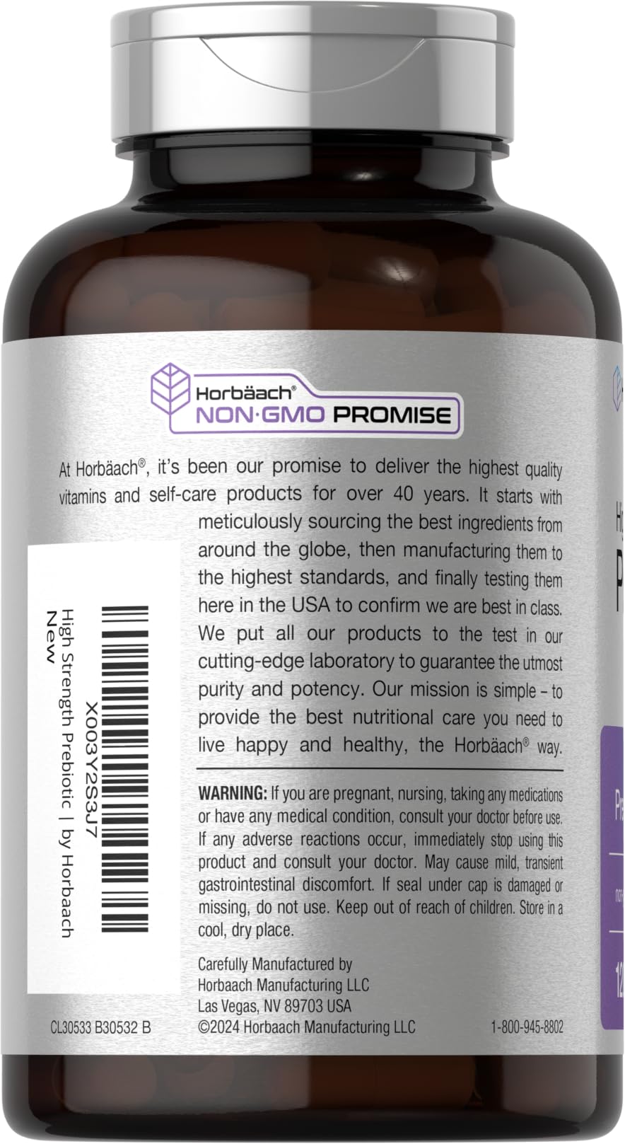 Horbäach Prebiotic for Men and Women | 120 Powder Pills | High Strength & Premium Quality Supplement | Non-GMO & Gluten Free Quick Release Capsules - Image 3