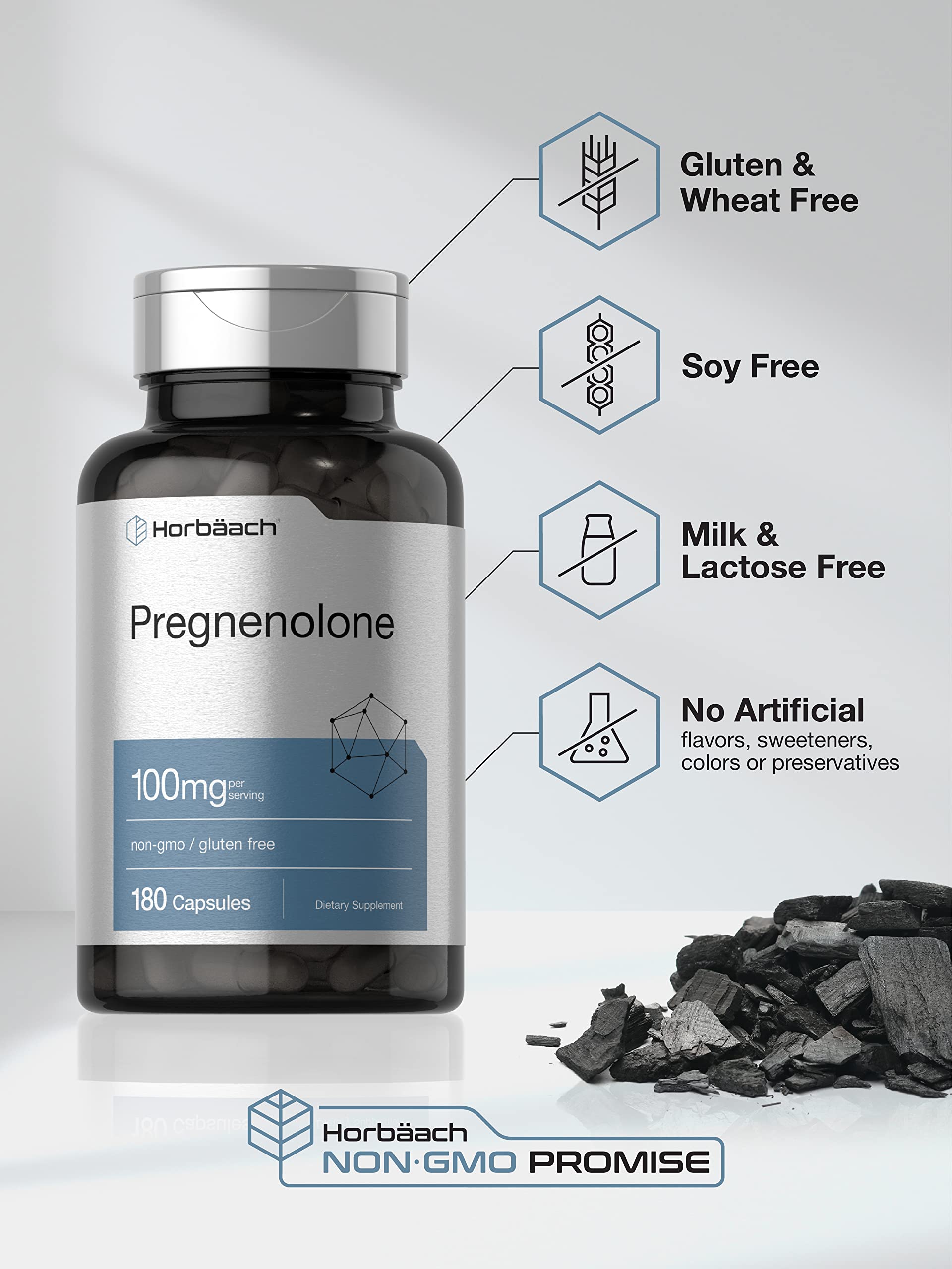 Horbäach Pregnenolone Supplement | 100mg | 180 Capsules | Non-GMO & Gluten Free Formula - Image 4
