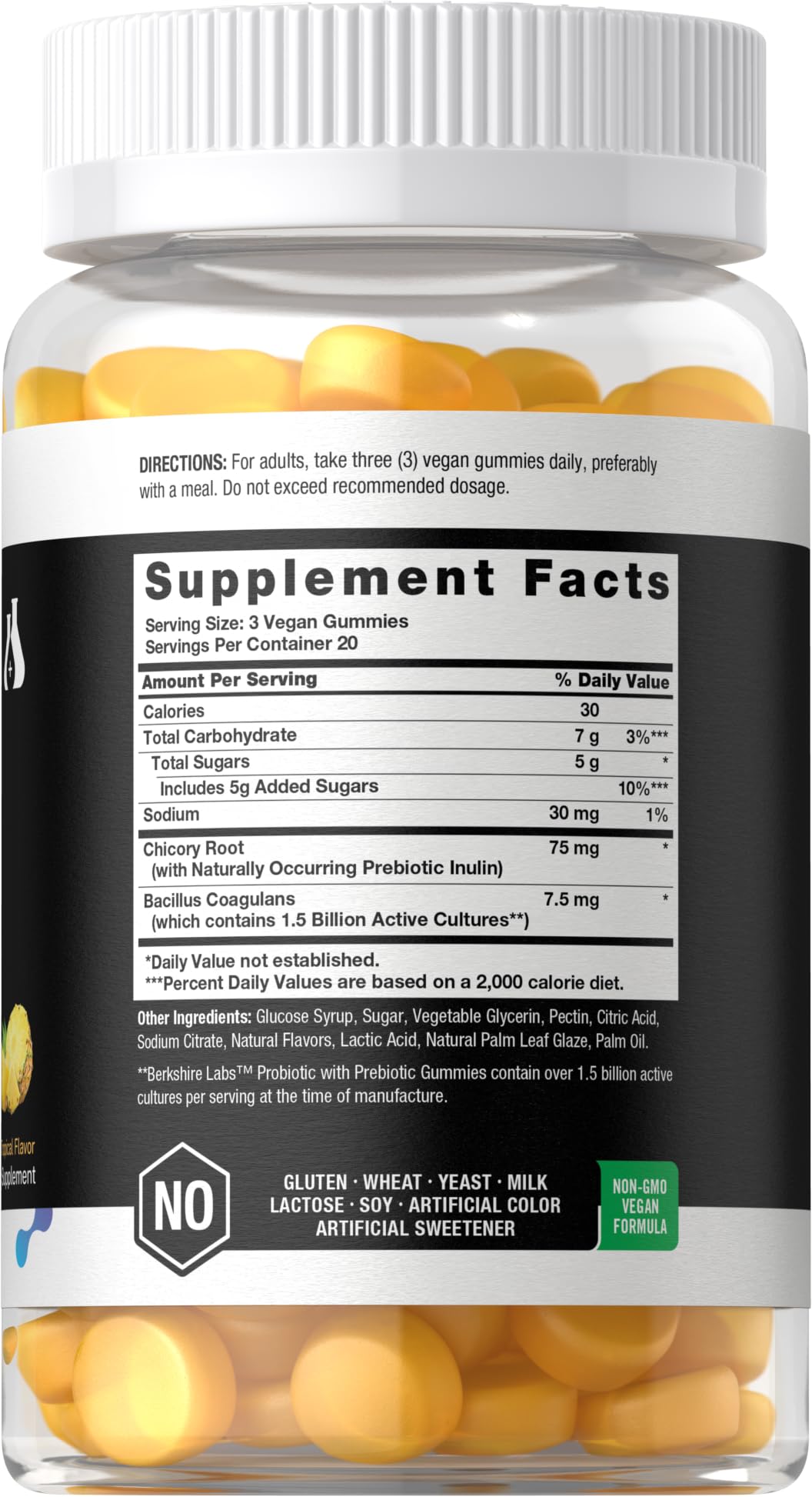 Horbäach Probiotic Gummies 1.5 Billion CFU | 60 Count | with Prebiotic for Women and Men | Tropical Flavor | Doctor Formulated | Vegan, Non-GMO & Gluten Free | Berkshire Labs - Image 2