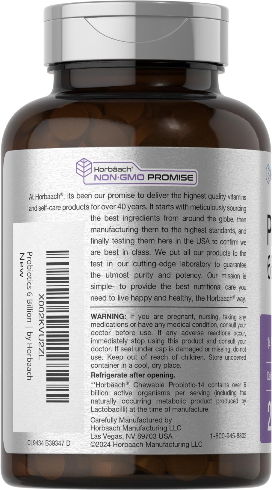 Horbäach Probiotics 6 Billion CFUs | 200 Chewable Tablets | Berry Flavor | 14 Probiotic Strains | Vegetarian, Non-GMO & Gluten Free Supplement for Men & Women - Image 3