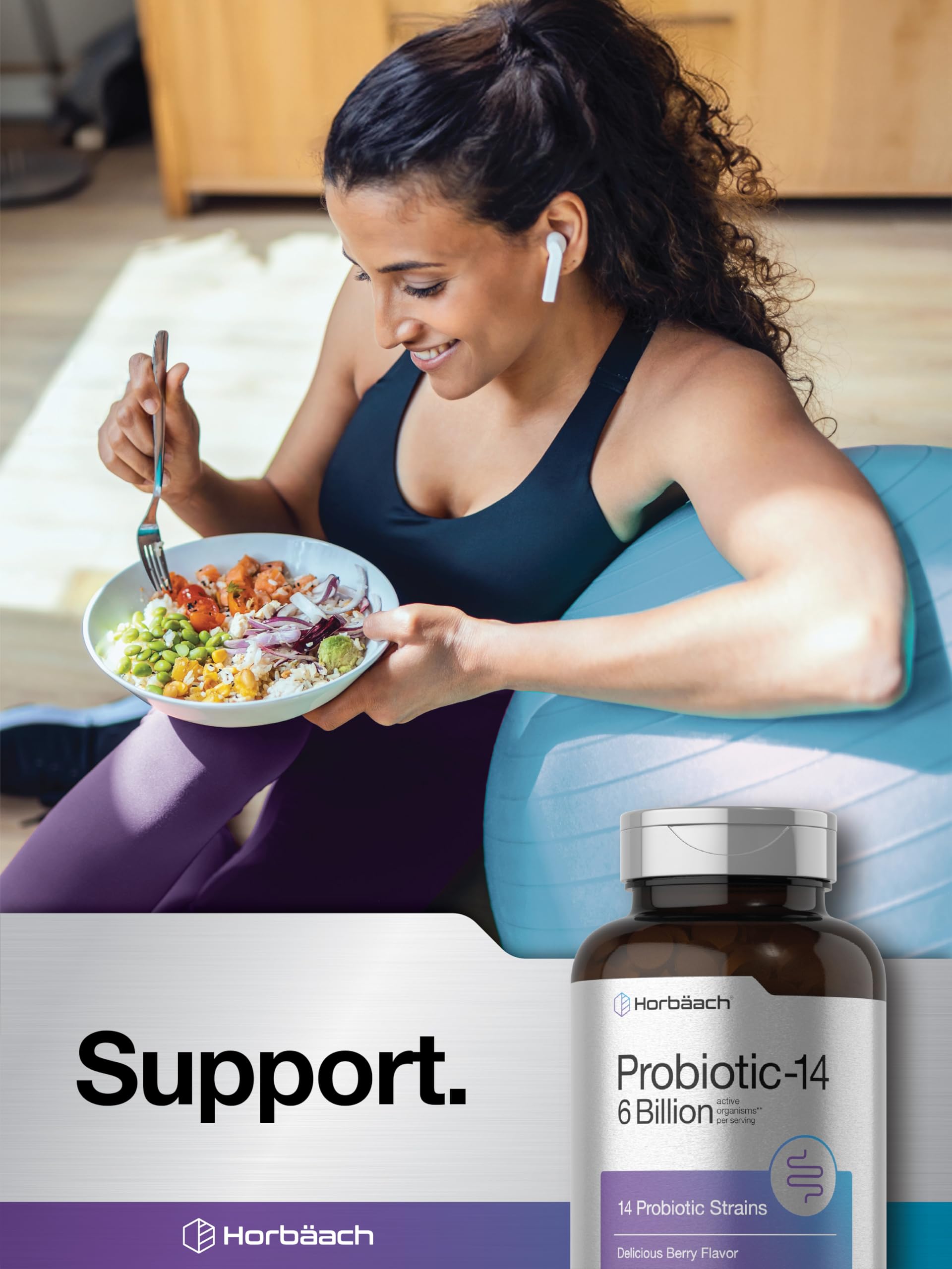 Horbäach Probiotics 6 Billion CFUs | 200 Chewable Tablets | Berry Flavor | 14 Probiotic Strains | Vegetarian, Non-GMO & Gluten Free Supplement for Men & Women - Image 7