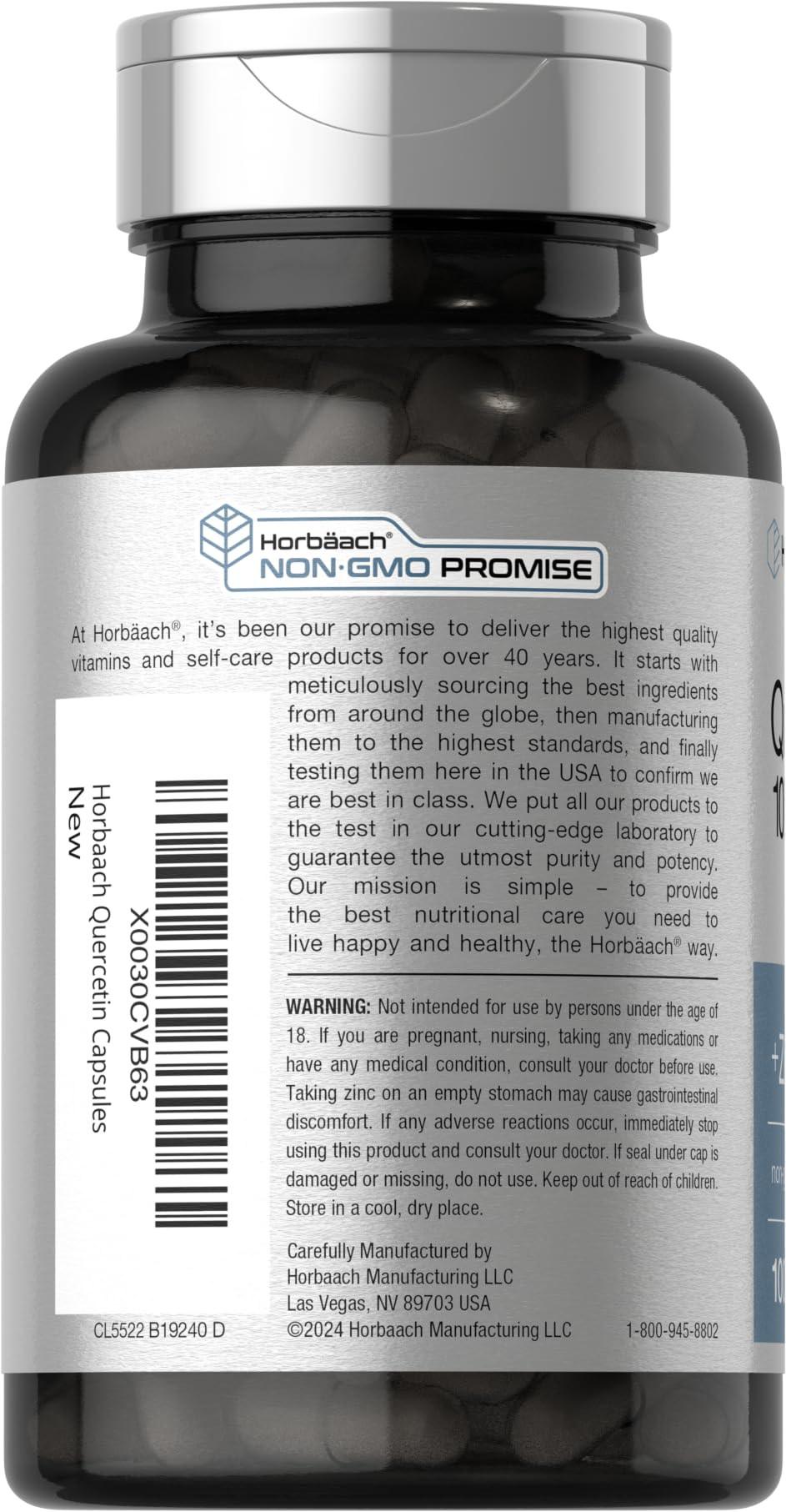 Horbäach Quercetin 1000mg | 100 Capsules | with 100mg Zinc | Non-GMO, Gluten Free Supplement | High Potency Formula - Image 3