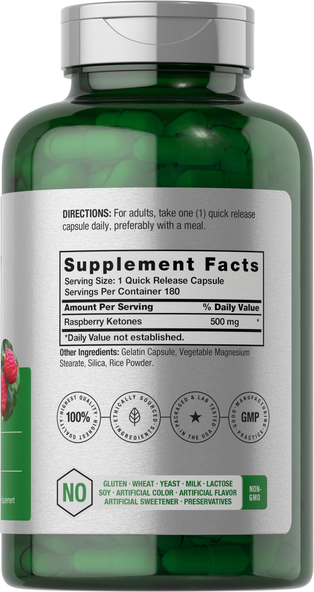 Horbäach Raspberry Ketones | 500mg | 180 Capsules | Non-GMO & Gluten Free Pills - Image 2