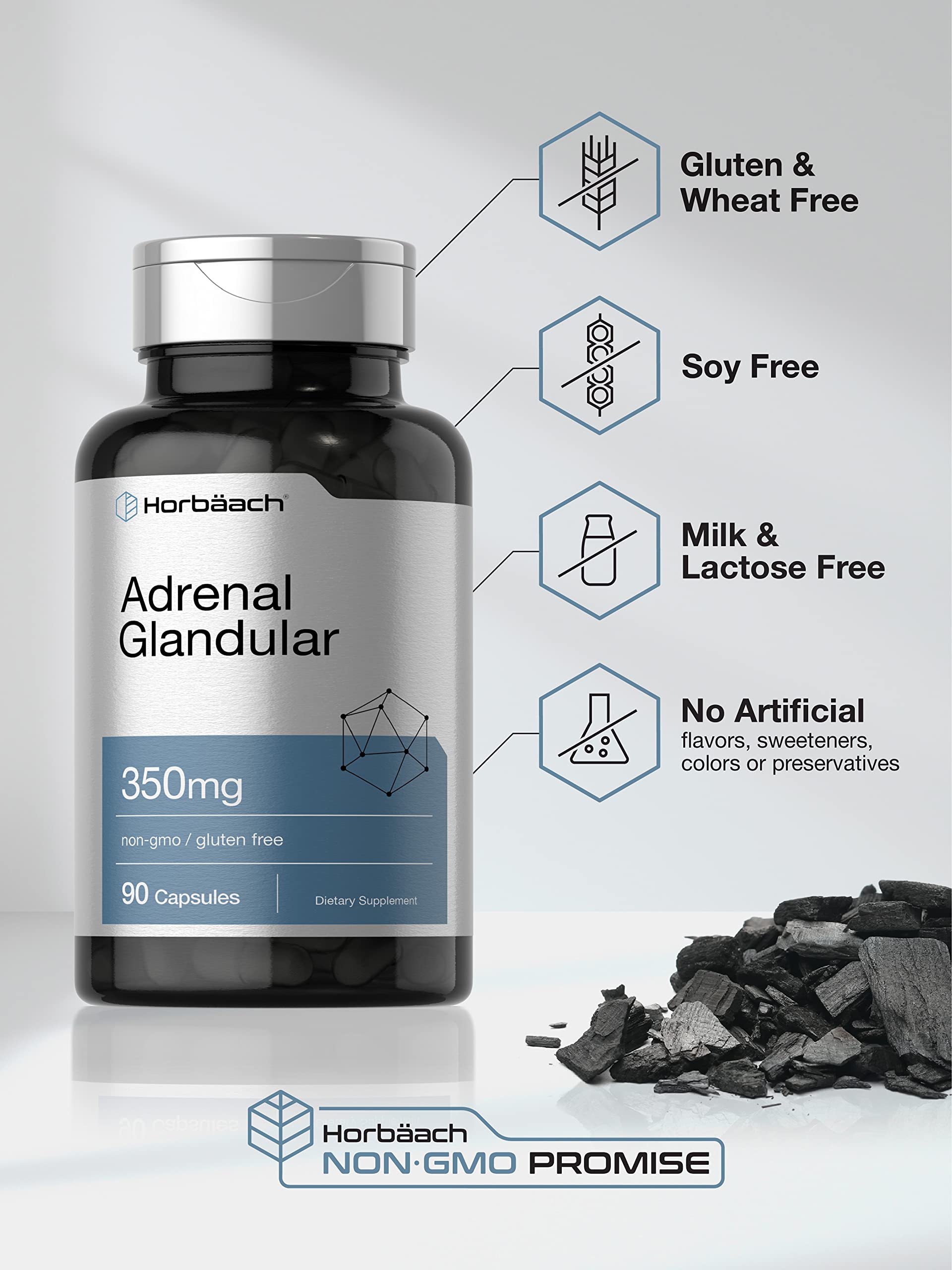 Horbäach Raw Adrenal Glandular | 350 mg | 90 Capsules | Non-GMO, Gluten Free Supplement - Image 4