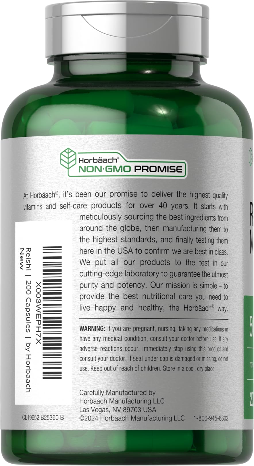 Horbäach Reishi Mushroom Capsules | 200 Count | Non-GMO and Gluten Free Extract Supplement - Image 3