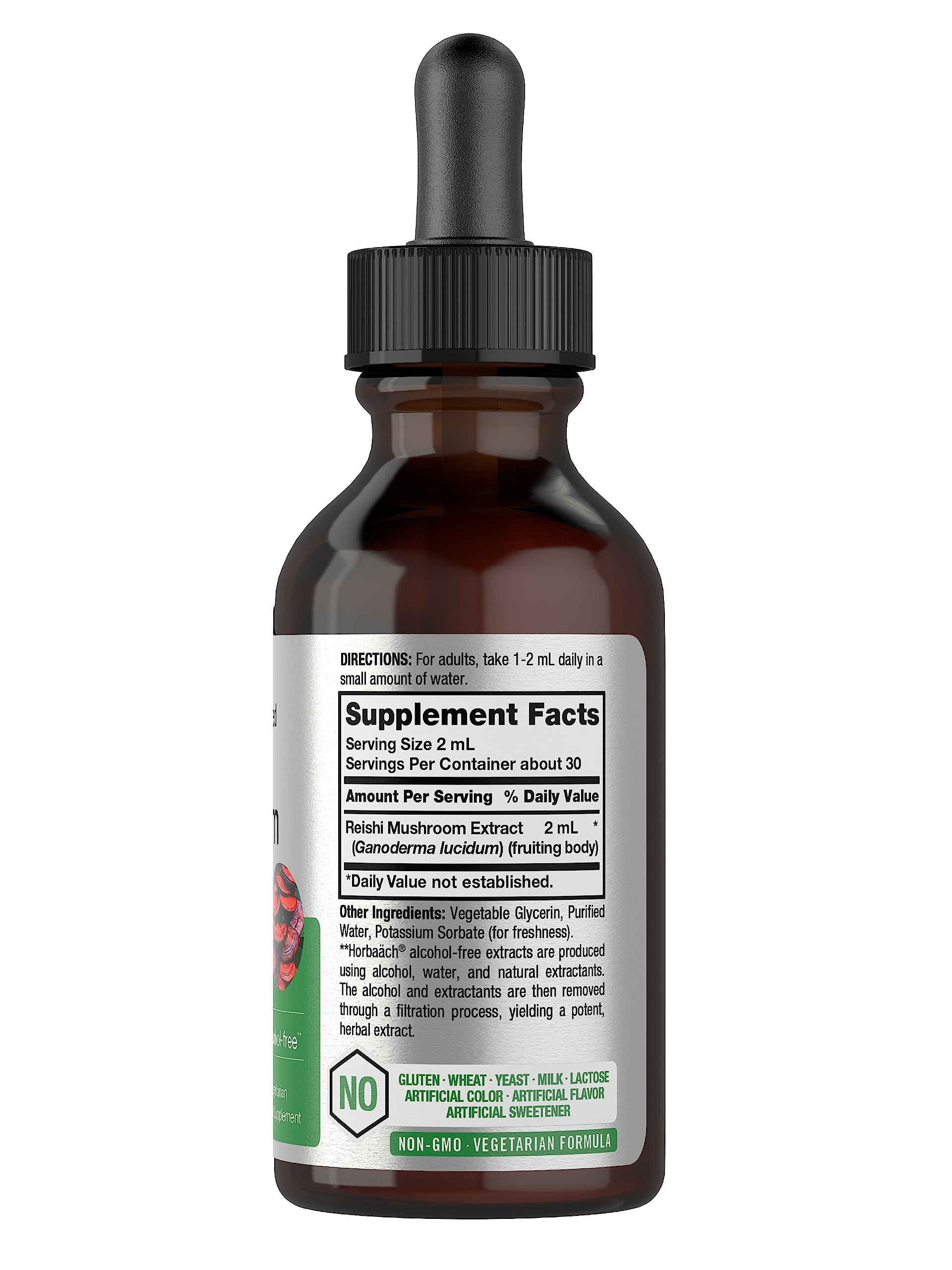 Horbäach Reishi Mushroom Extract Tincture | 2 Fl Oz | Liquid Drops | Ganoderma Lucidum | Vegetarian, Alcohol Free | Non-GMO, Gluten Free Supplement - Image 2