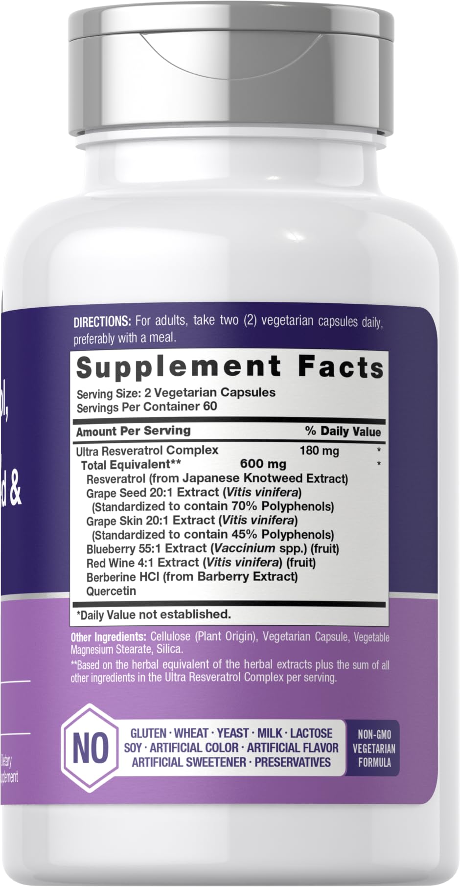 Horbäach Resveratrol Berberine Grape Seed & Quercetin | with Blueberry & Red Wine Extract | 120 Capsules | Non-GMO, Gluten Free & Vegetarian Supplement - Image 2
