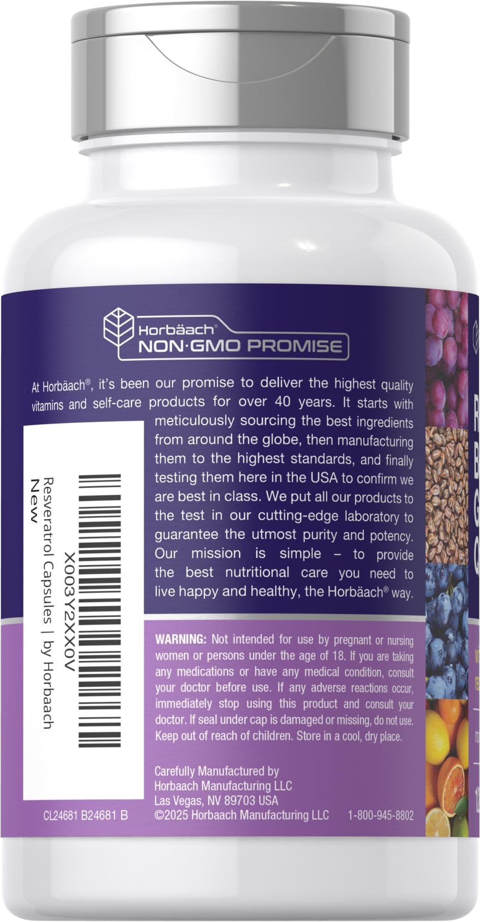 Horbäach Resveratrol Berberine Grape Seed & Quercetin | with Blueberry & Red Wine Extract | 120 Capsules | Non-GMO, Gluten Free & Vegetarian Supplement - Image 3