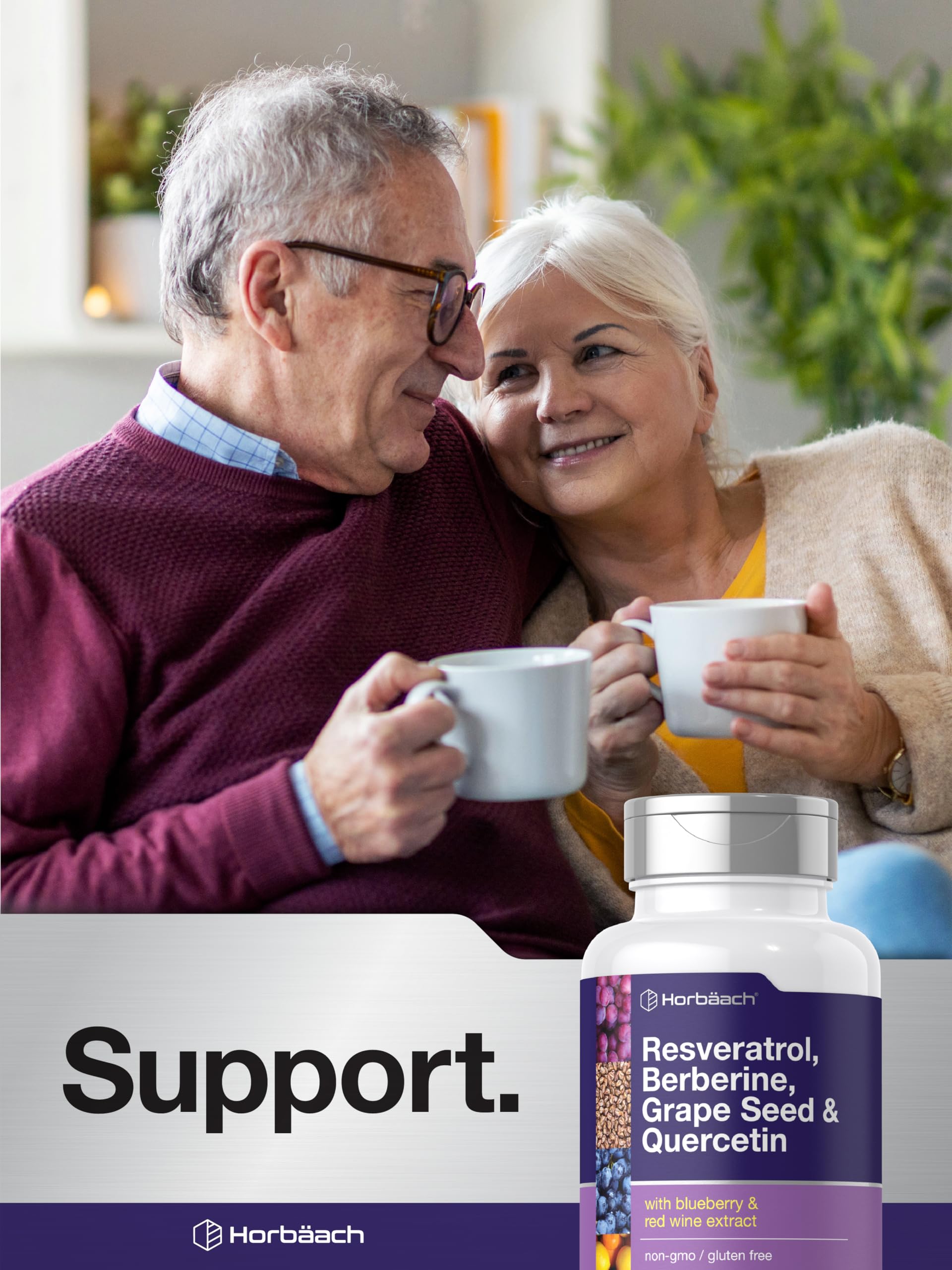 Horbäach Resveratrol Berberine Grape Seed & Quercetin | with Blueberry & Red Wine Extract | 120 Capsules | Non-GMO, Gluten Free & Vegetarian Supplement - Image 6