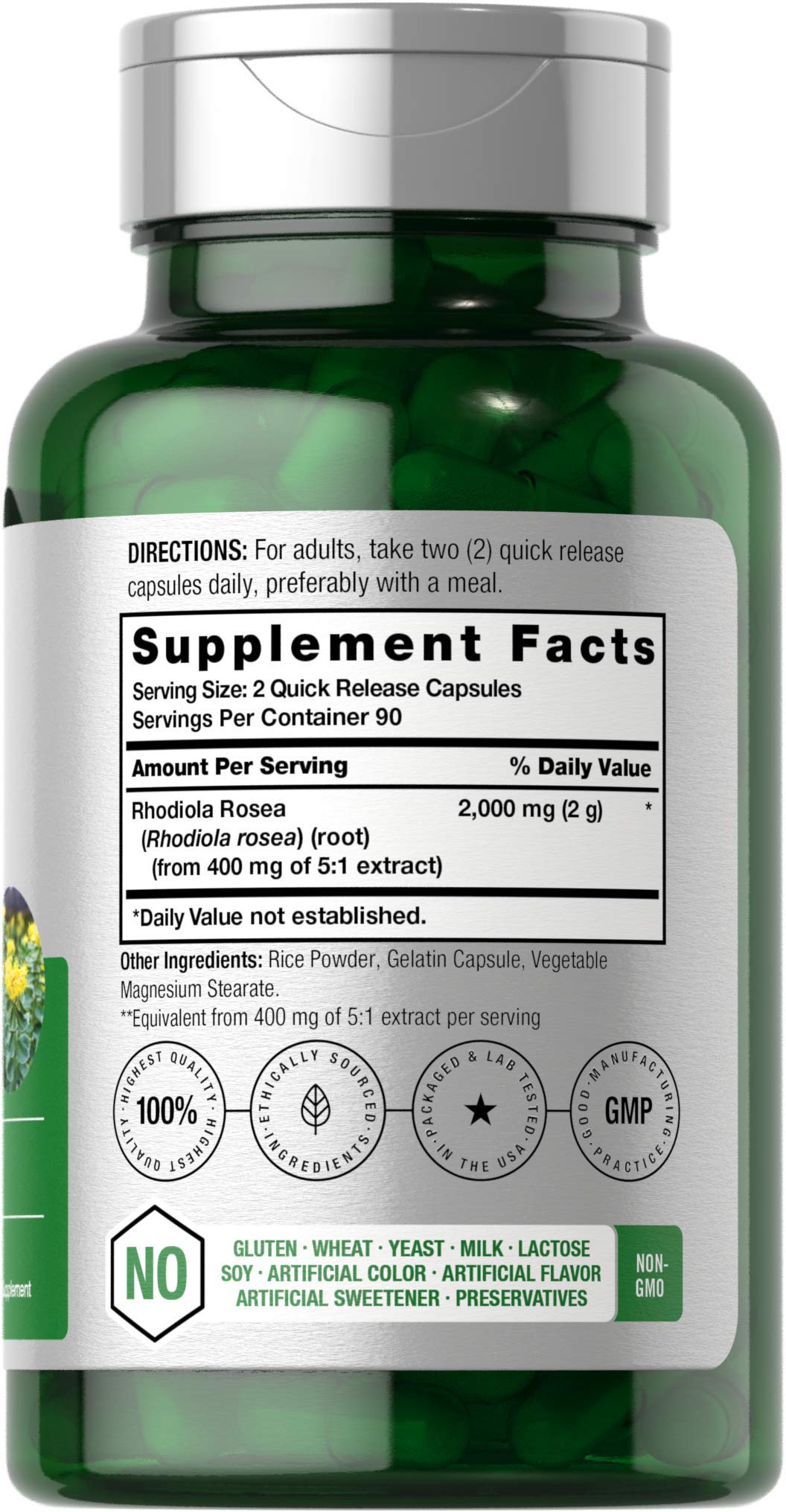 Horbäach Rhodiola Rosea Capsules | 180 Count | Non-GMO, Gluten Free Supplement - Image 2