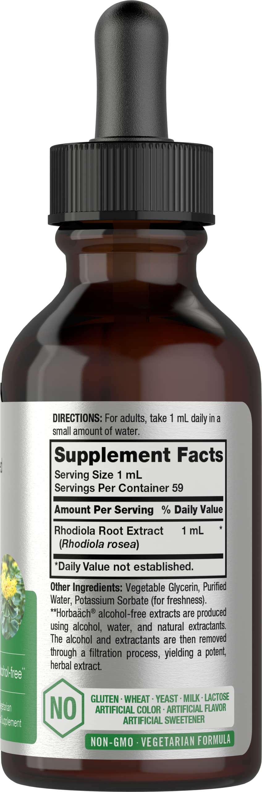 Horbäach Rhodiola Rosea Supplement Tincture | 2 fl oz | Alcohol Free Extract | Super Concentrated Root Liquid | Vegetarian, Non-GMO, Gluten Free - Image 2