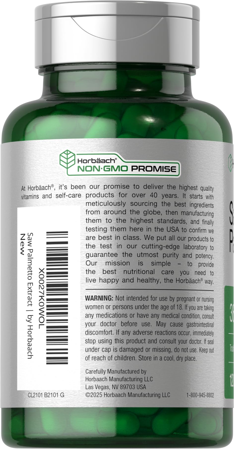 Horbäach Saw Palmetto Extract | 120 Capsules | Non-GMO and Gluten Free Formula | from Saw Palmetto Berries - Image 3