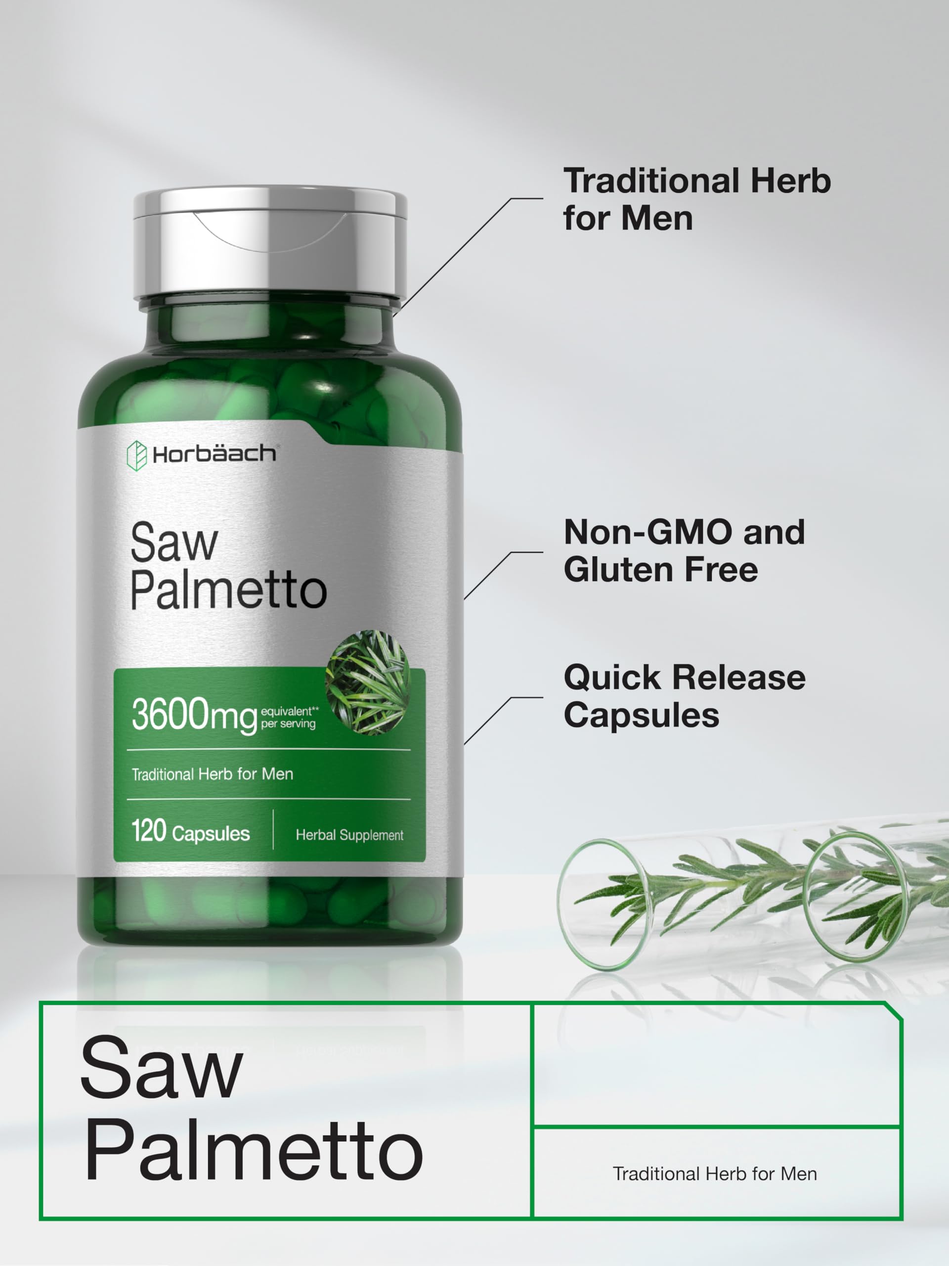 Horbäach Saw Palmetto Extract | 120 Capsules | Non-GMO and Gluten Free Formula | from Saw Palmetto Berries - Image 4