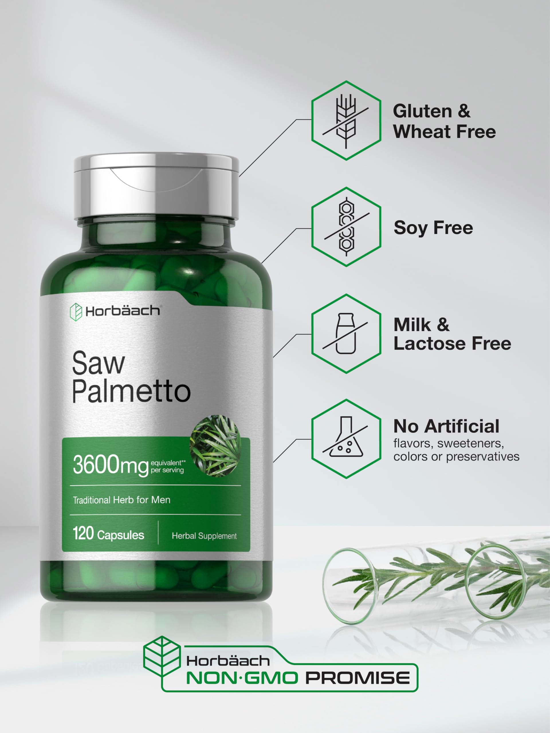 Horbäach Saw Palmetto Extract | 120 Capsules | Non-GMO and Gluten Free Formula | from Saw Palmetto Berries - Image 5