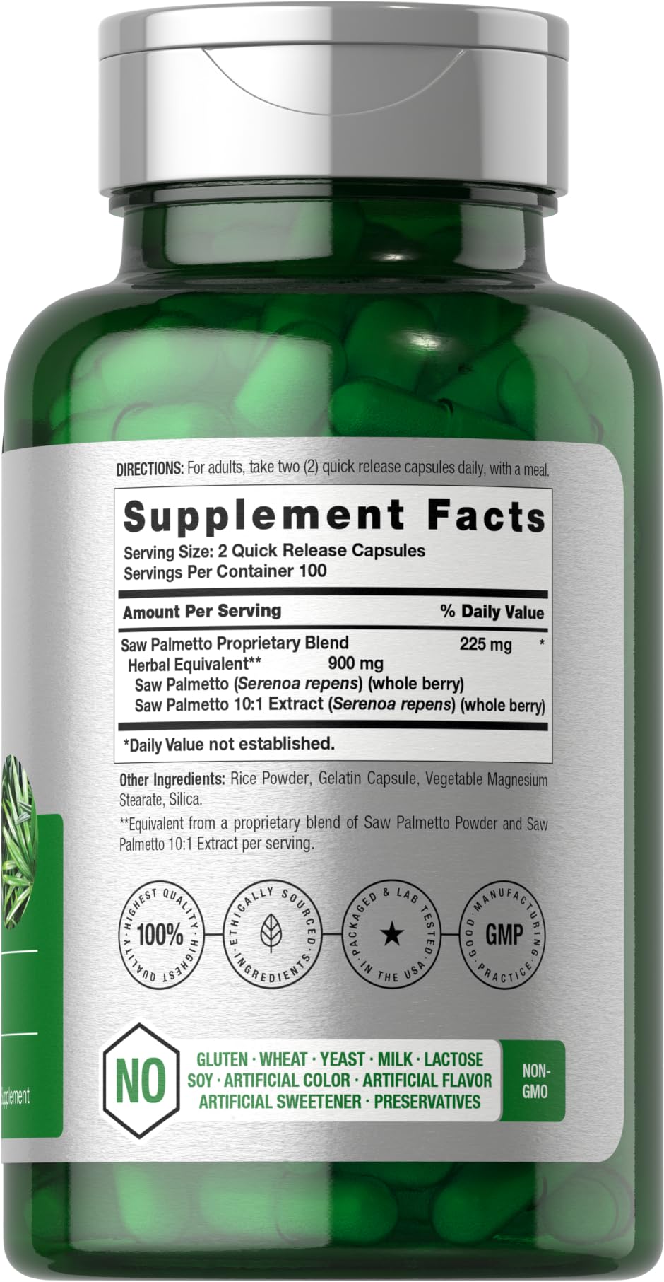 Horbäach Saw Palmetto Extract | 200 Capsules | Non-GMO and Gluten Free Formula | Traditional Herb Supplement | from Saw Palmetto Berries - Image 2