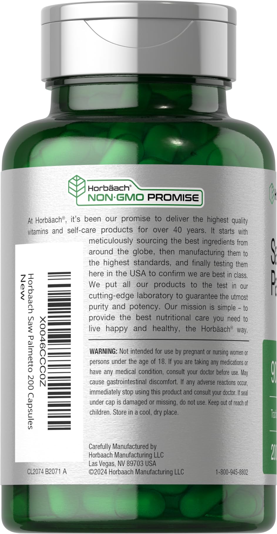 Horbäach Saw Palmetto Extract | 200 Capsules | Non-GMO and Gluten Free Formula | Traditional Herb Supplement | from Saw Palmetto Berries - Image 3