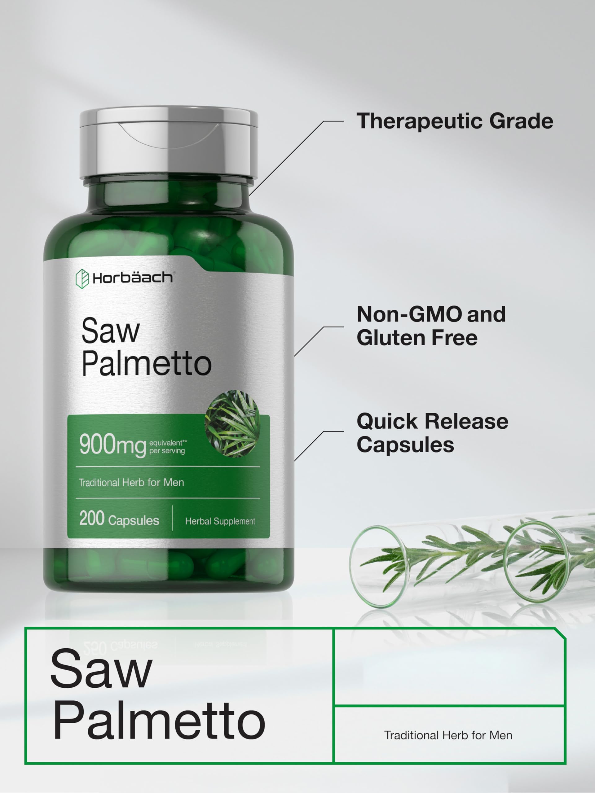 Horbäach Saw Palmetto Extract | 200 Capsules | Non-GMO and Gluten Free Formula | Traditional Herb Supplement | from Saw Palmetto Berries - Image 4