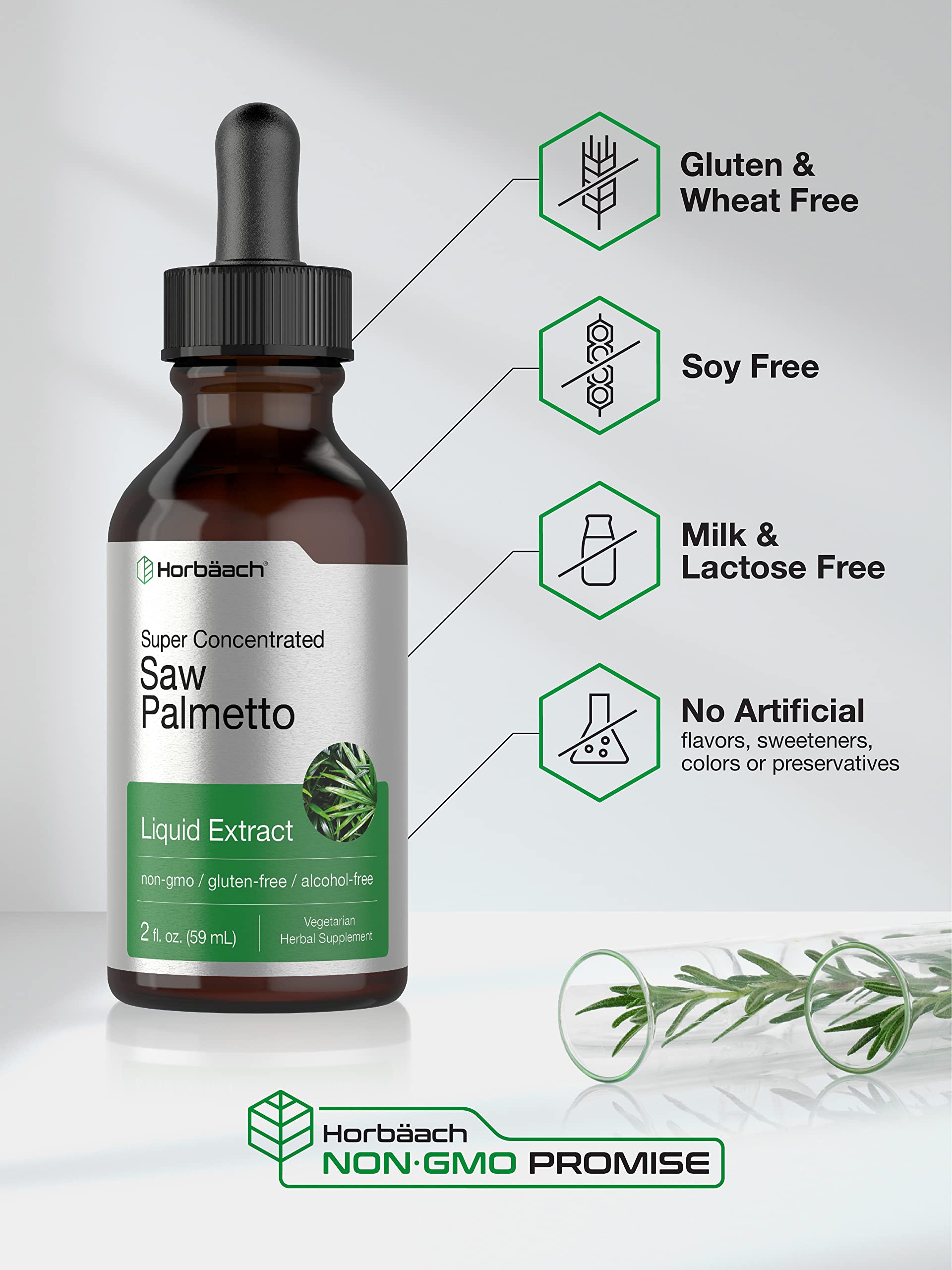 Horbäach Saw Palmetto Liquid Extract | 2 Fl Oz | Alcohol Free | Vegetarian, Non-GMO, Gluten Free Herb Supplement - Image 4