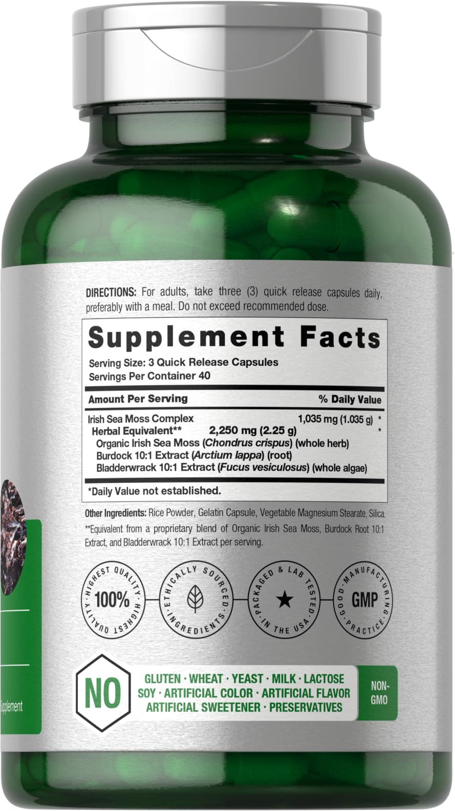 Horbäach Sea Moss Complex Capsules | 120 Count | Complex Formula with Bladderwrack & Burdock Root | Non-GMO & Gluten Free Supplement - Image 2