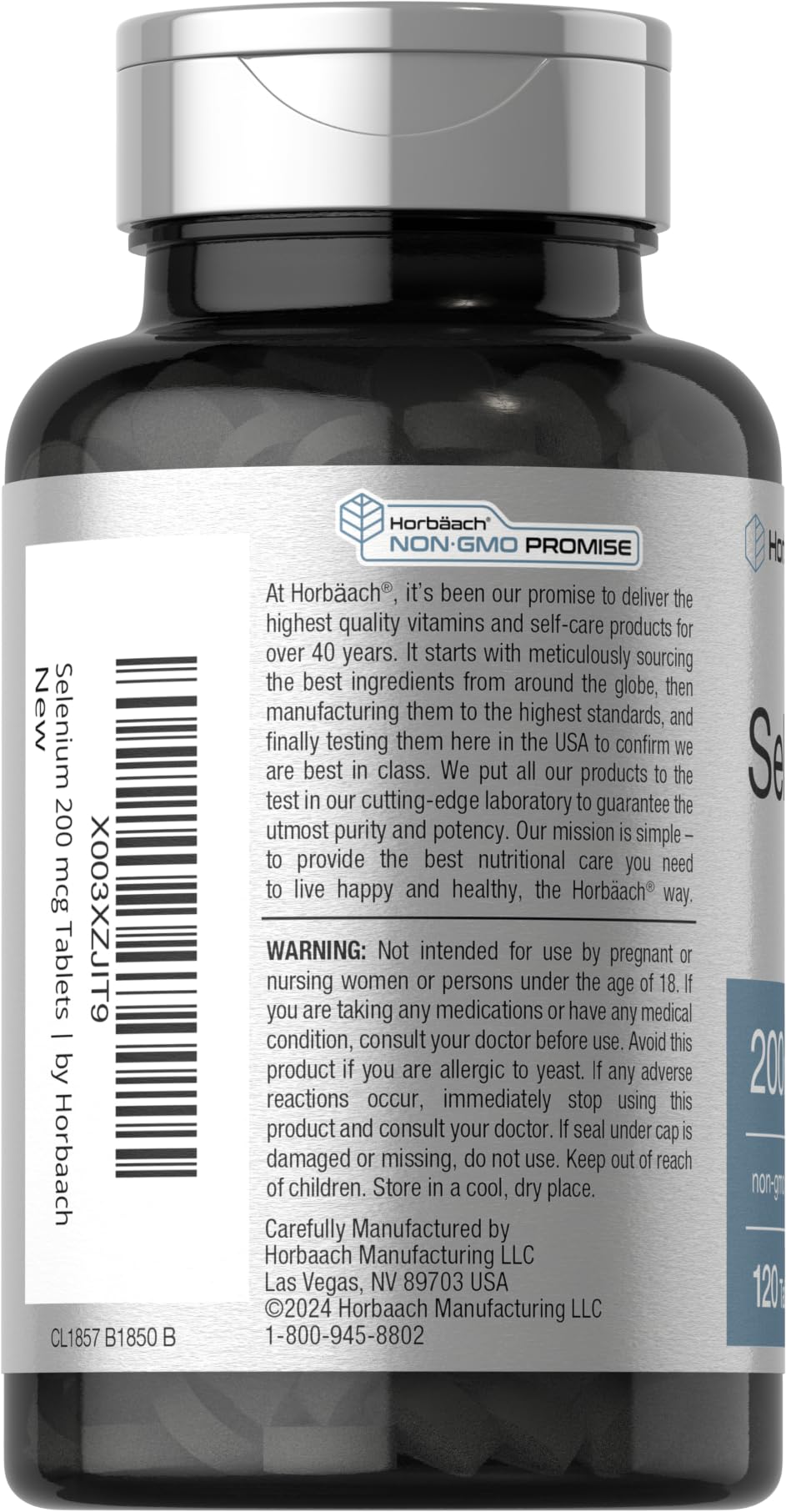 Horbäach Selenium Supplement for Women & Men | 200mcg | 120 Tablets | as Selenium Yeast | Vegetarian, Non-GMO and Gluten Free - Image 3