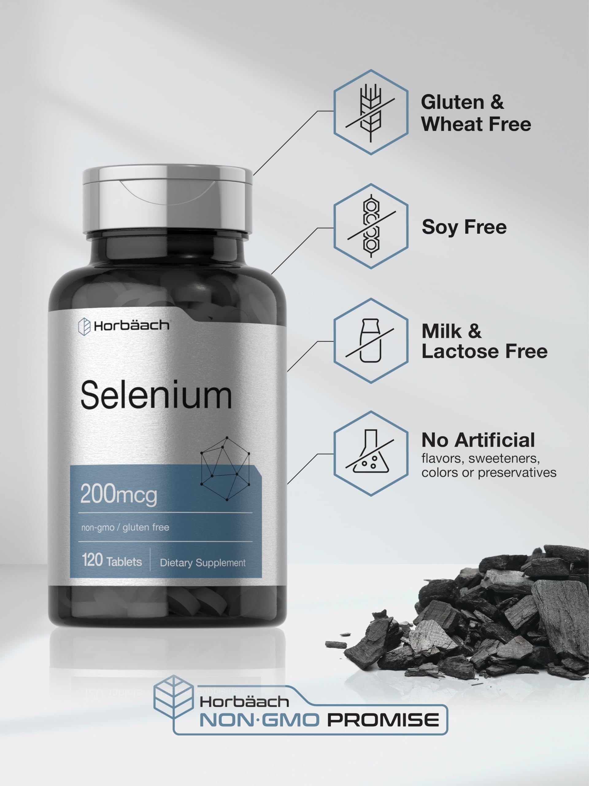 Horbäach Selenium Supplement for Women & Men | 200mcg | 120 Tablets | as Selenium Yeast | Vegetarian, Non-GMO and Gluten Free - Image 5