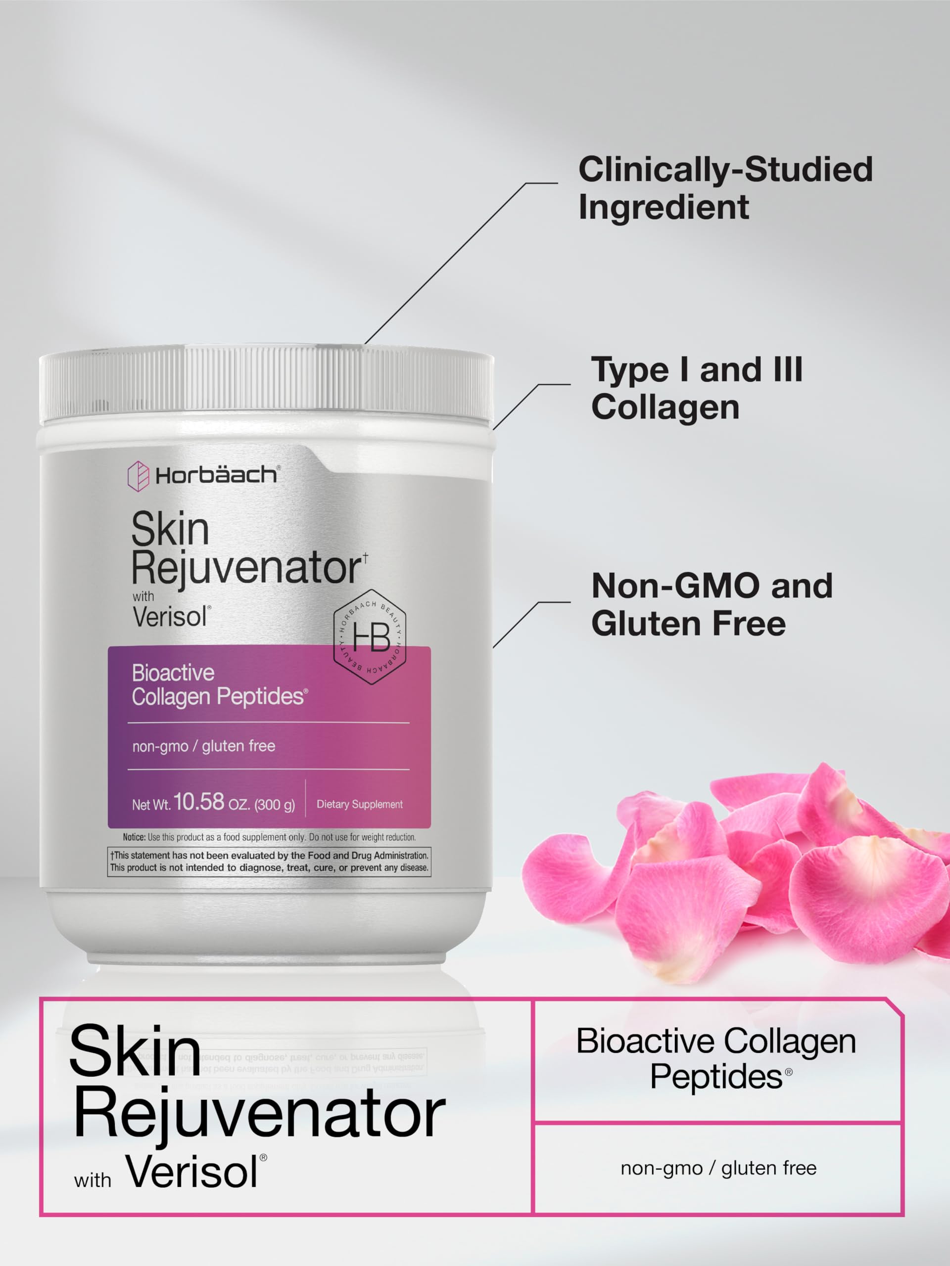 Horbäach Skin Rejuvenator with Verisol 10.58 oz | Bioactive Collagen Peptide Powder | Types I and III | Non GMO, Gluten Free Supplement - Image 4