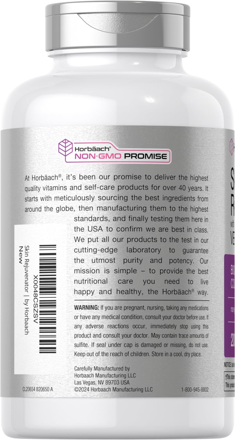 Horbäach Skin Rejuvenator with Verisol | Bioactive Collagen Peptides | 200 Caplets | Non-GMO, Gluten Free Supplement - Image 3