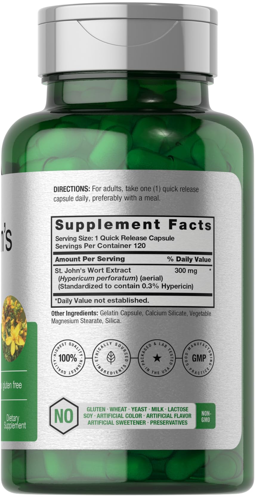 Horbäach St John's Wort Capsules 300mg | 120 Count | Non-GMO, Gluten Free | Herbal Extract - Image 2