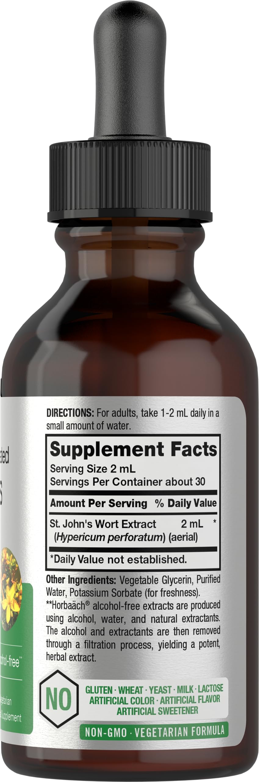 Horbäach St Johns Wort Tincture | 2 Fl Oz | Alcohol Free | Vegetarian Liquid Extract | Non-GMO, Gluten Free Supplement - Image 2
