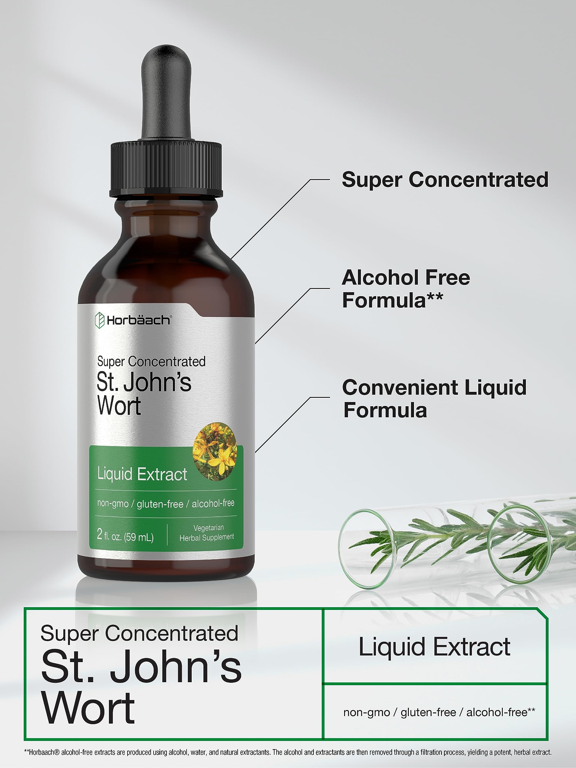 Horbäach St Johns Wort Tincture | 2 Fl Oz | Alcohol Free | Vegetarian Liquid Extract | Non-GMO, Gluten Free Supplement - Image 3