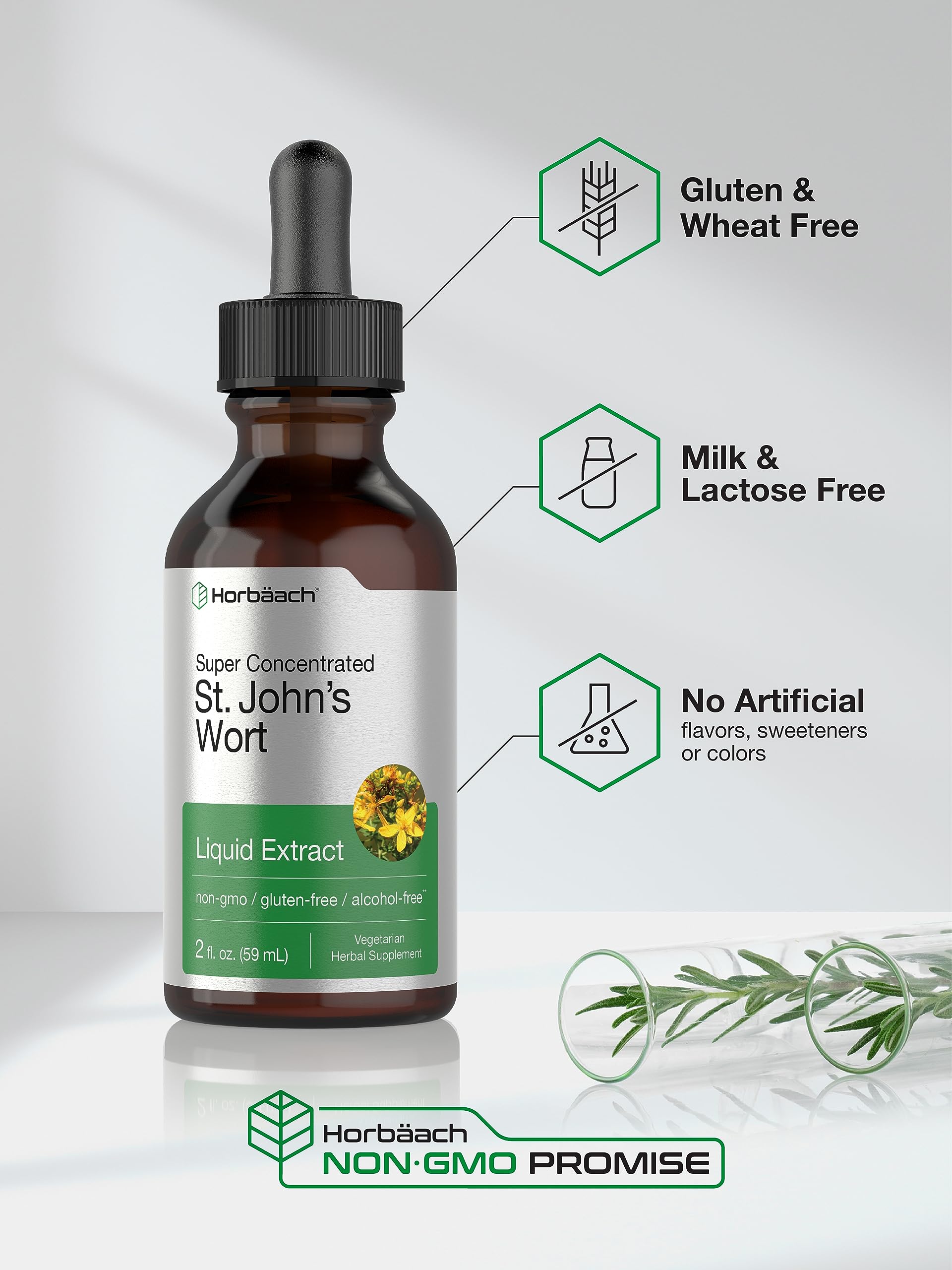 Horbäach St Johns Wort Tincture | 2 Fl Oz | Alcohol Free | Vegetarian Liquid Extract | Non-GMO, Gluten Free Supplement - Image 4