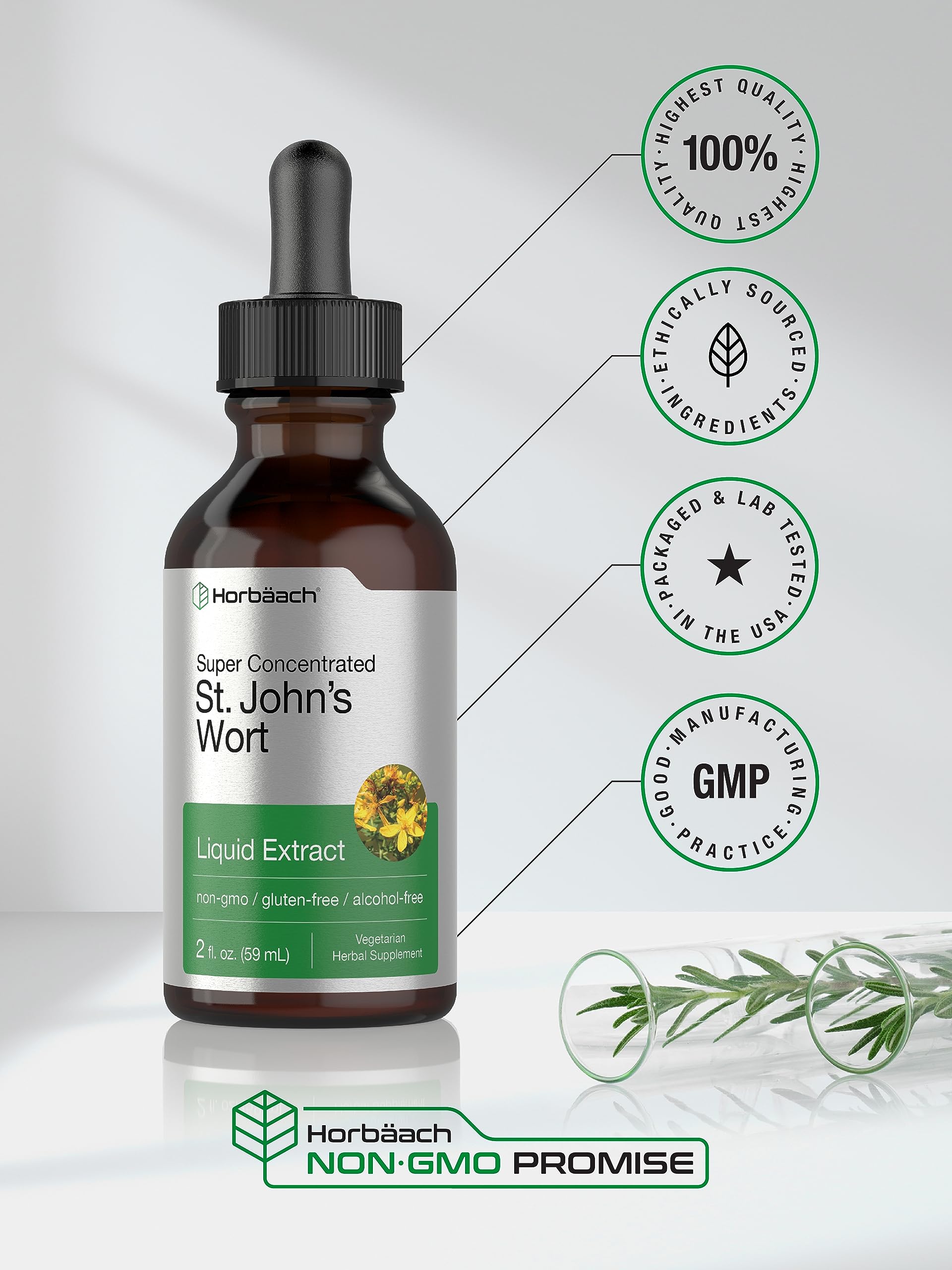 Horbäach St Johns Wort Tincture | 2 Fl Oz | Alcohol Free | Vegetarian Liquid Extract | Non-GMO, Gluten Free Supplement - Image 5