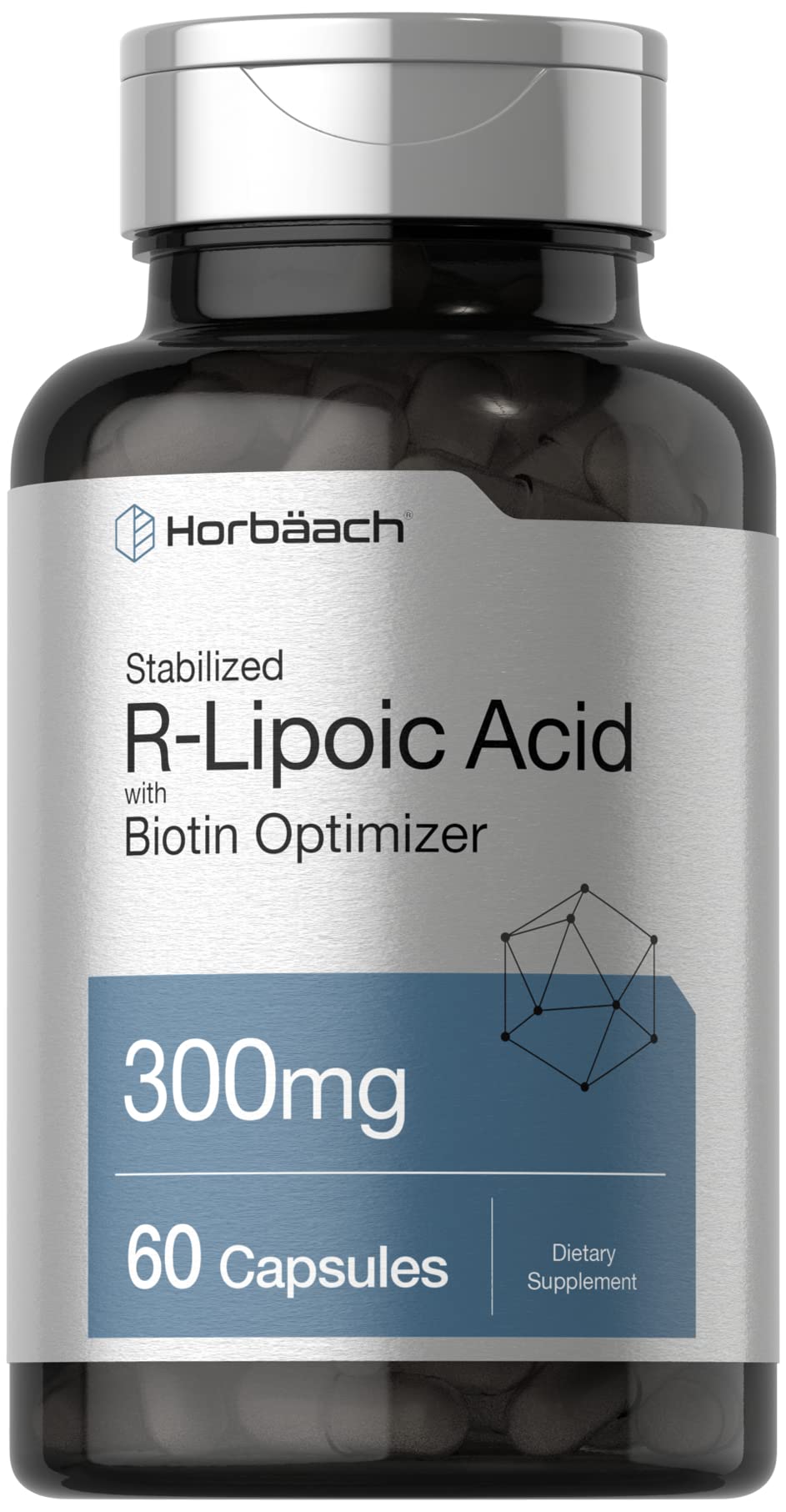Horbäach Stabilized R-Lipoic Acid 300mg | 60 Capsules | with Biotin Optimizer | Non-GMO, Gluten Free | Na-RALA Supplement