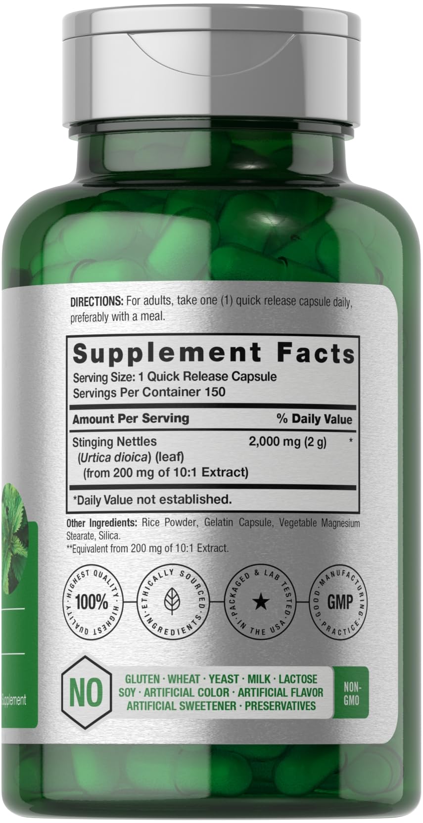 Horbäach Stinging Nettle Capsules | 150 Count | Herbal Leaf Extract Supplement | Non-GMO, Gluten Free - Image 2
