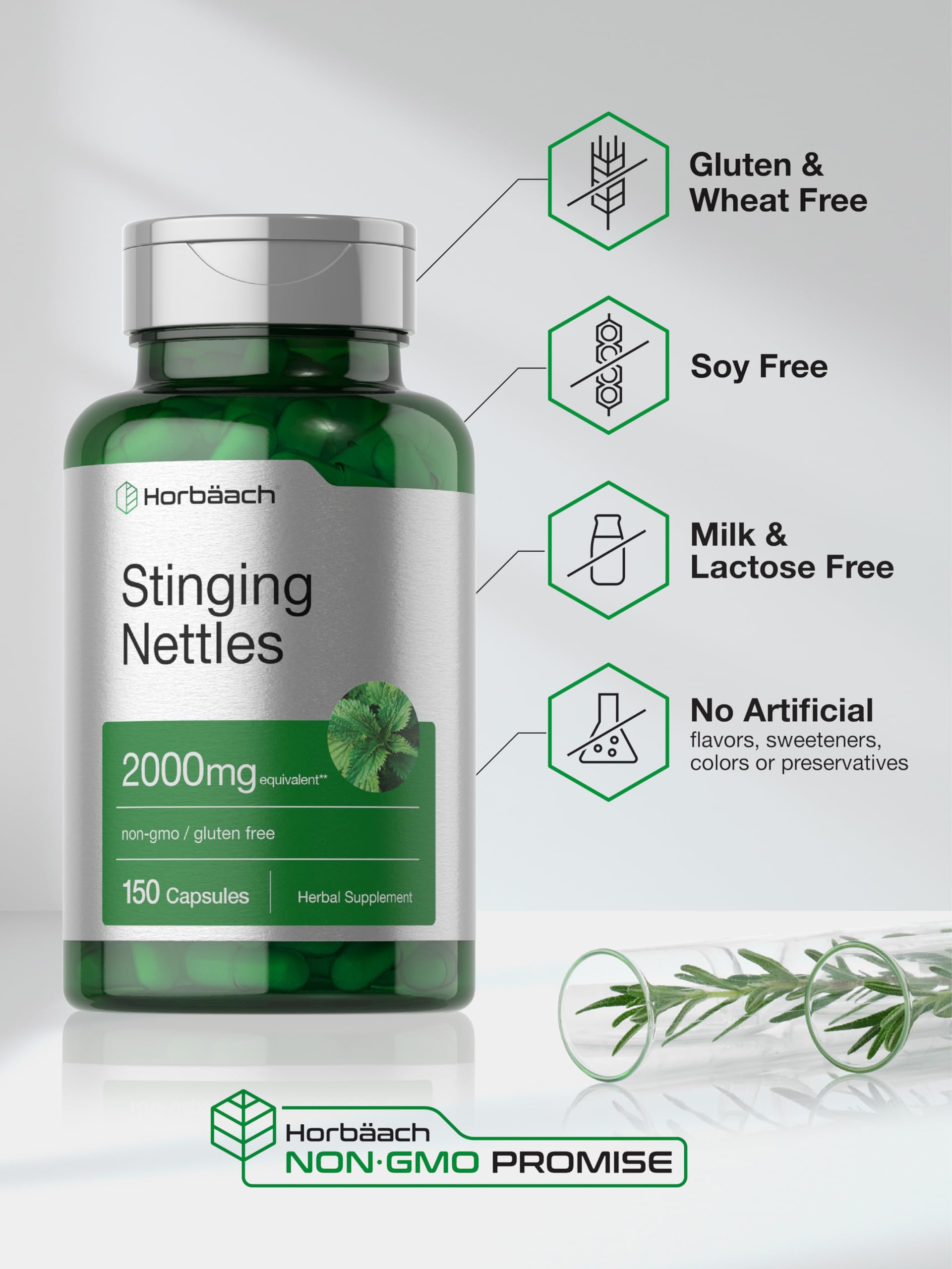 Horbäach Stinging Nettle Capsules | 150 Count | Herbal Leaf Extract Supplement | Non-GMO, Gluten Free - Image 5