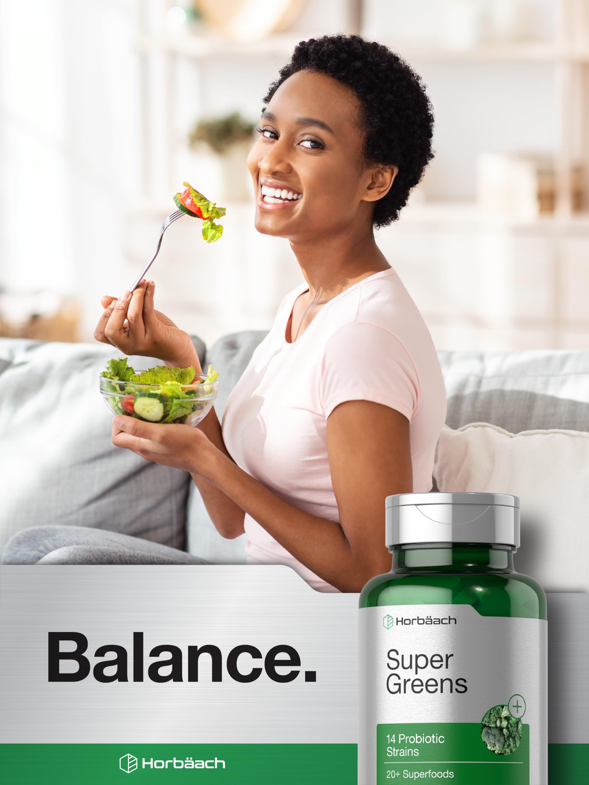 Horbäach Super Greens Supplement with Probiotics | 150 Caplets | Non-GMO, and Gluten Free - Image 6