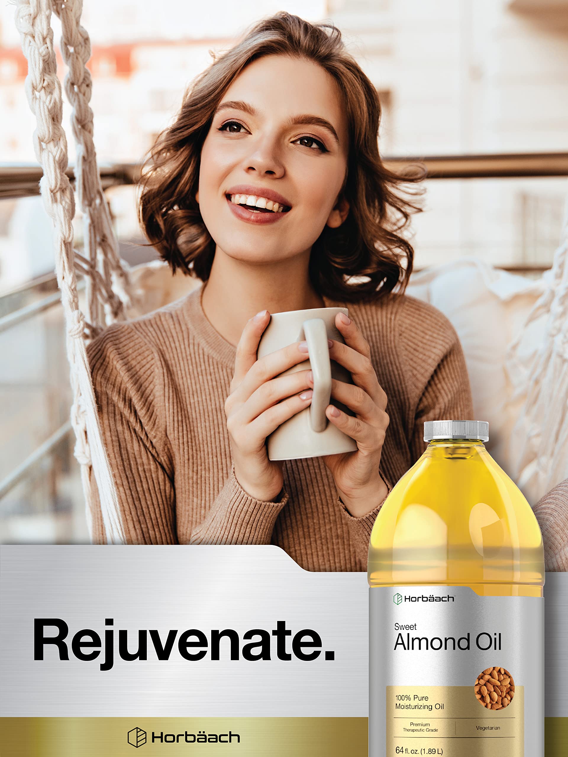 Horbäach Sweet Almond Oil 64 fl oz | for Hair and Skin | Cold Pressed & Hexane Free | Bulk Size Carrier Oil | Vegan, Non-GMO, Cruelty Free - Image 6