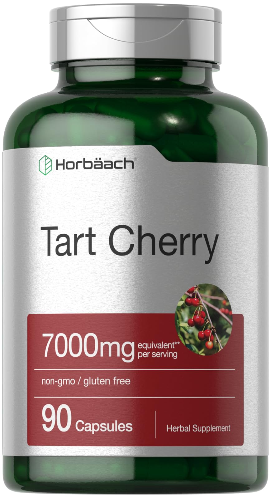 Horbäach Tart Cherry Capsules | 90 Pills | Herb Extract Supplement | Non-GMO and Gluten Free Formula