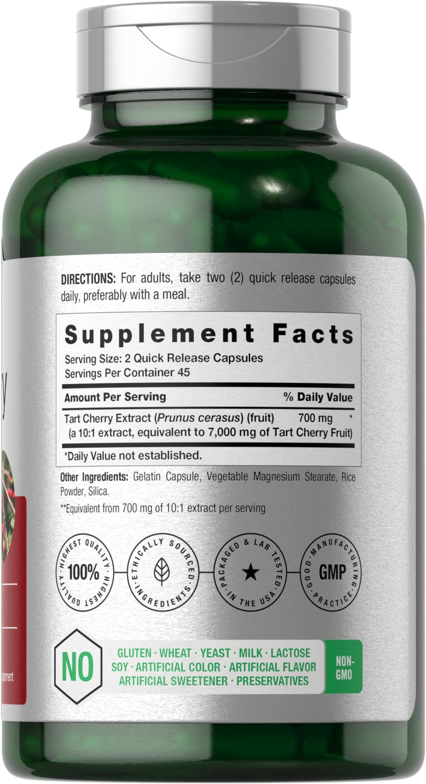 Horbäach Tart Cherry Capsules | 90 Pills | Herb Extract Supplement | Non-GMO and Gluten Free Formula - Image 2