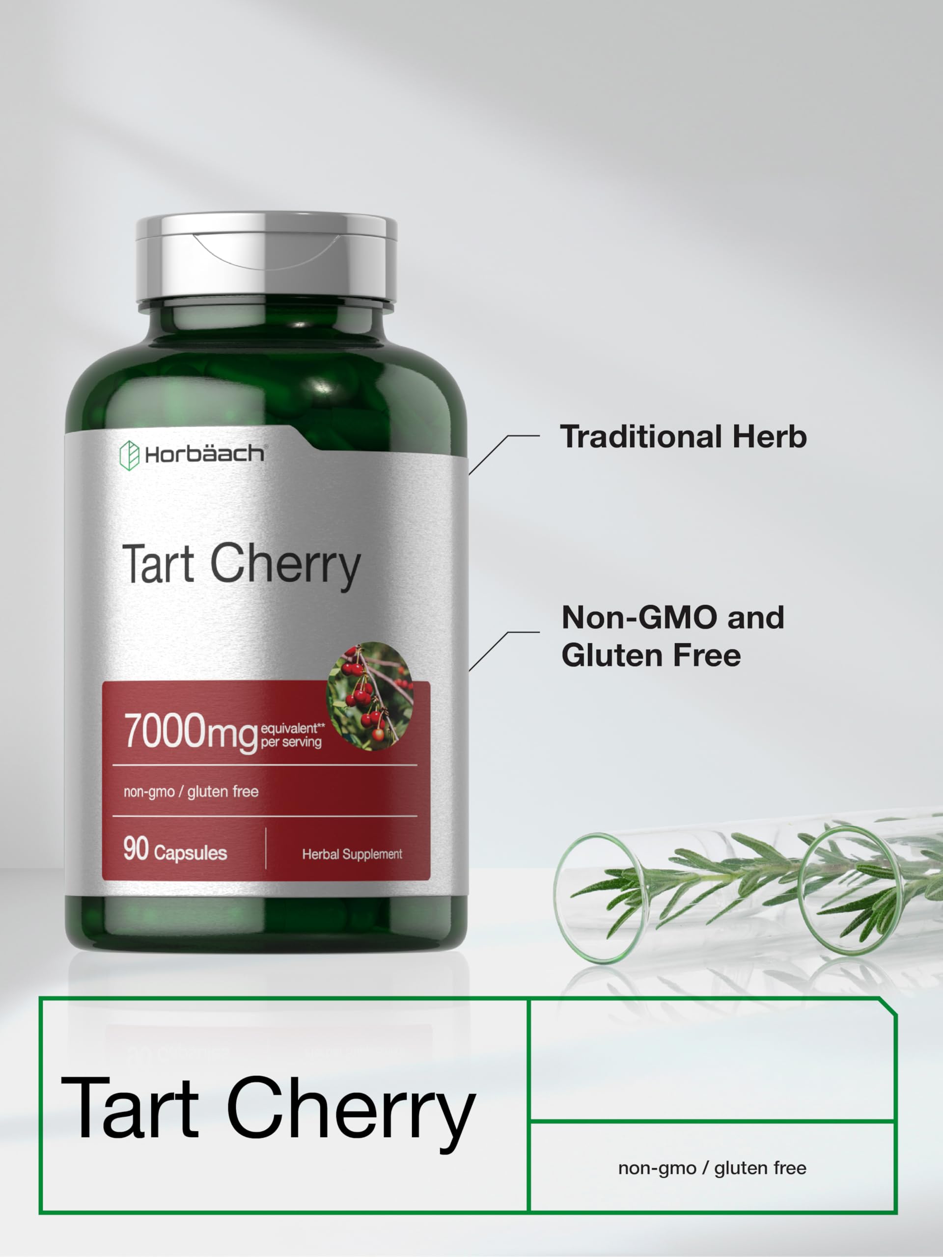 Horbäach Tart Cherry Capsules | 90 Pills | Herb Extract Supplement | Non-GMO and Gluten Free Formula - Image 4