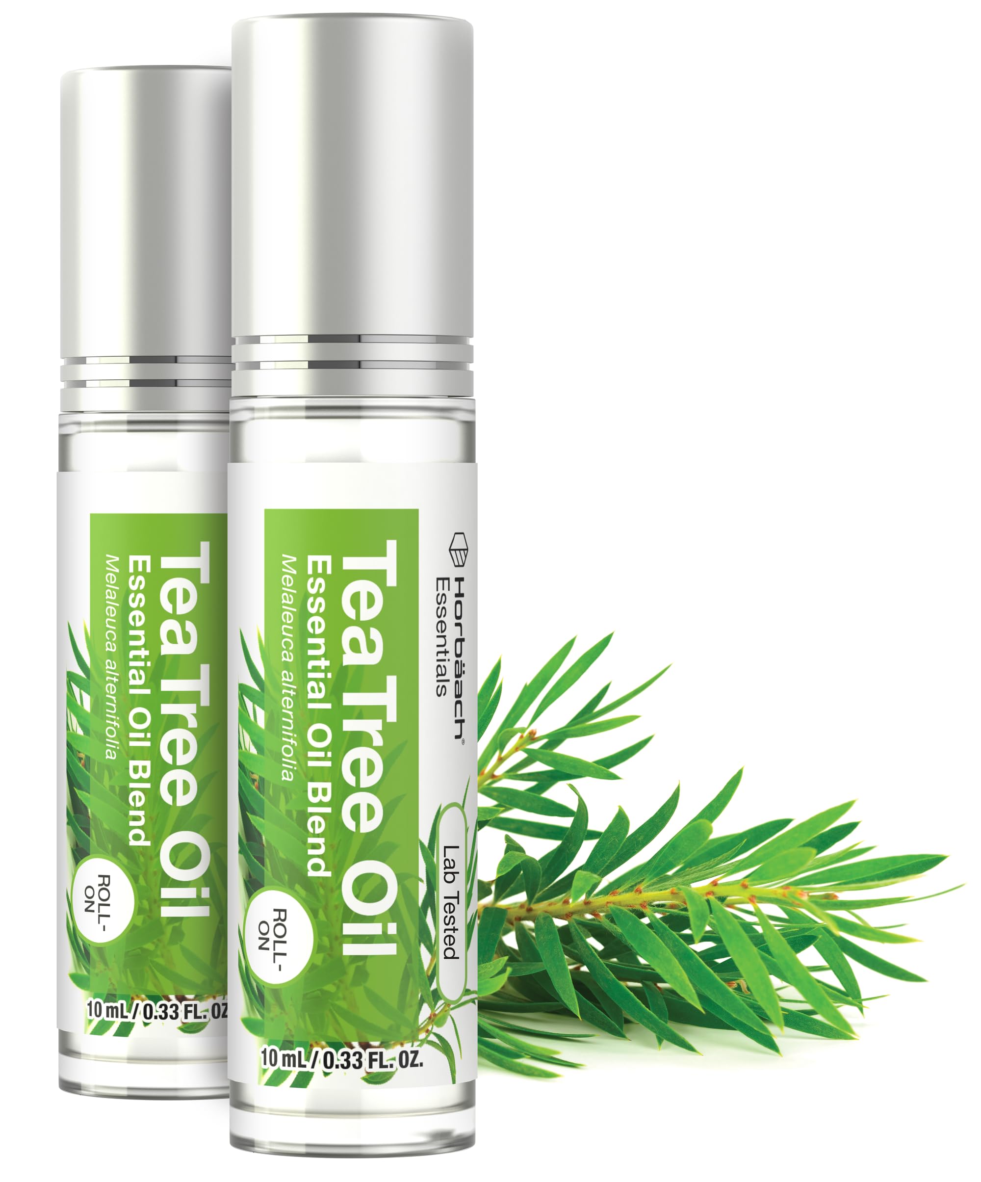 Horbäach Tea Tree Oil Roller for Skin | .33 fl oz (Pack of 2) | Roll on Essential Oil