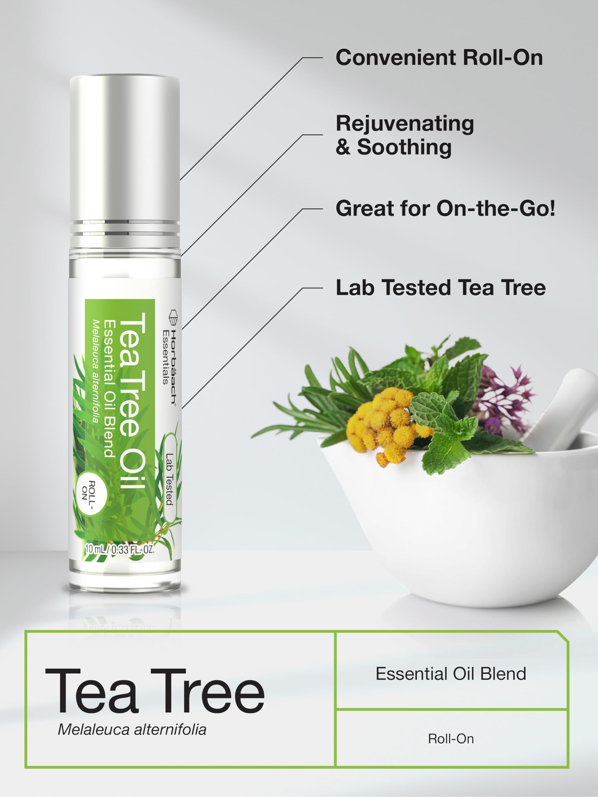 Horbäach Tea Tree Oil Roller for Skin | .33 fl oz (Pack of 2) | Roll on Essential Oil - Image 2