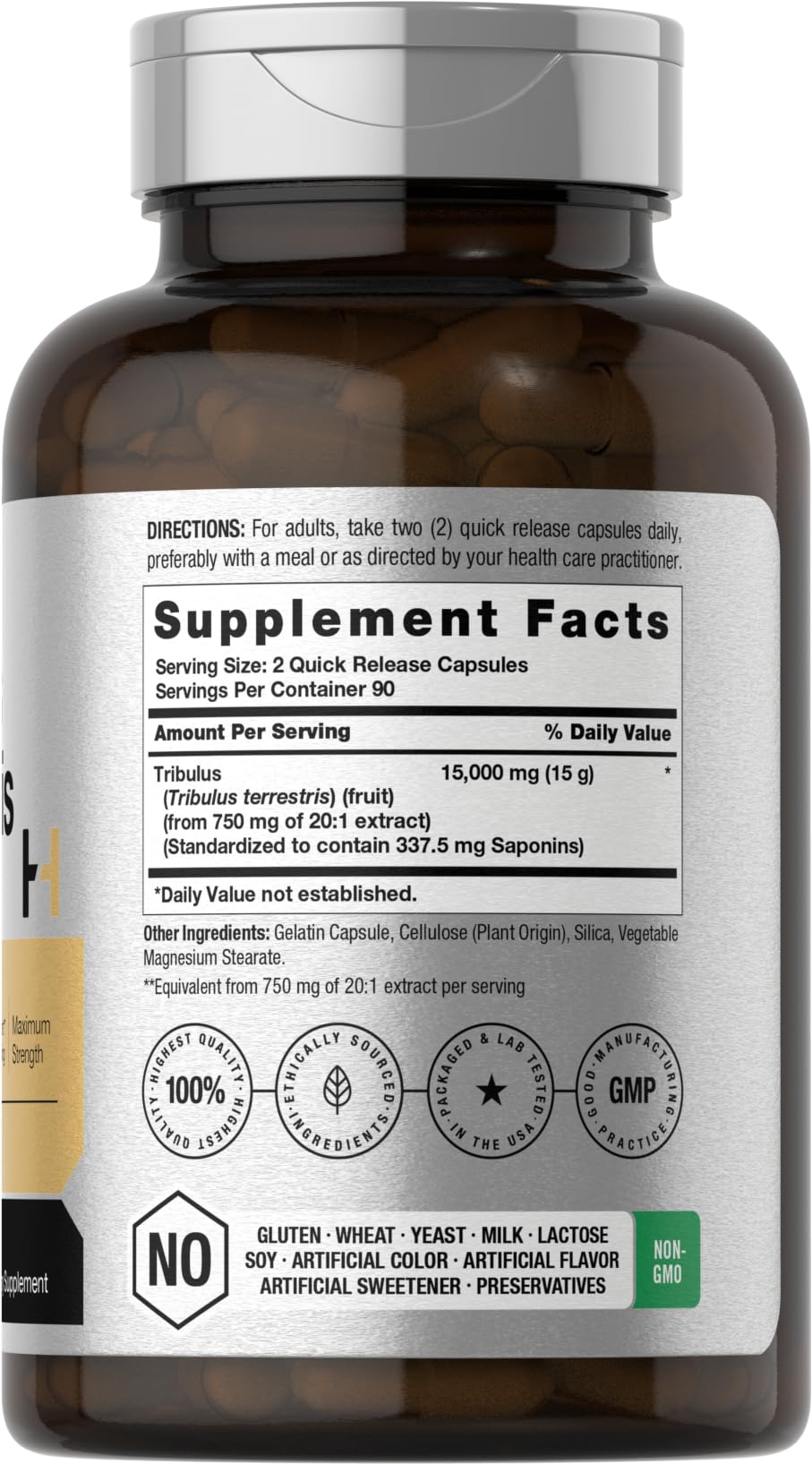Horbäach Tribulus Terrestris for Men | 180 Capsules | Maximum Strength | Non-GMO, Gluten Free Extract Supplement - Image 2